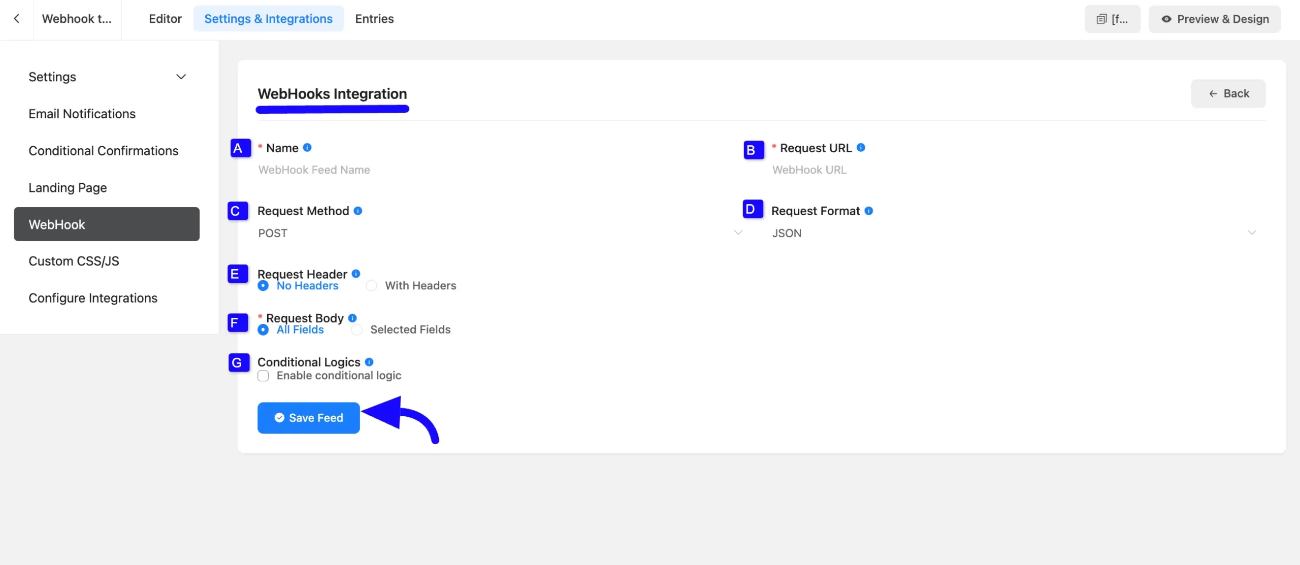 Webhook Settings