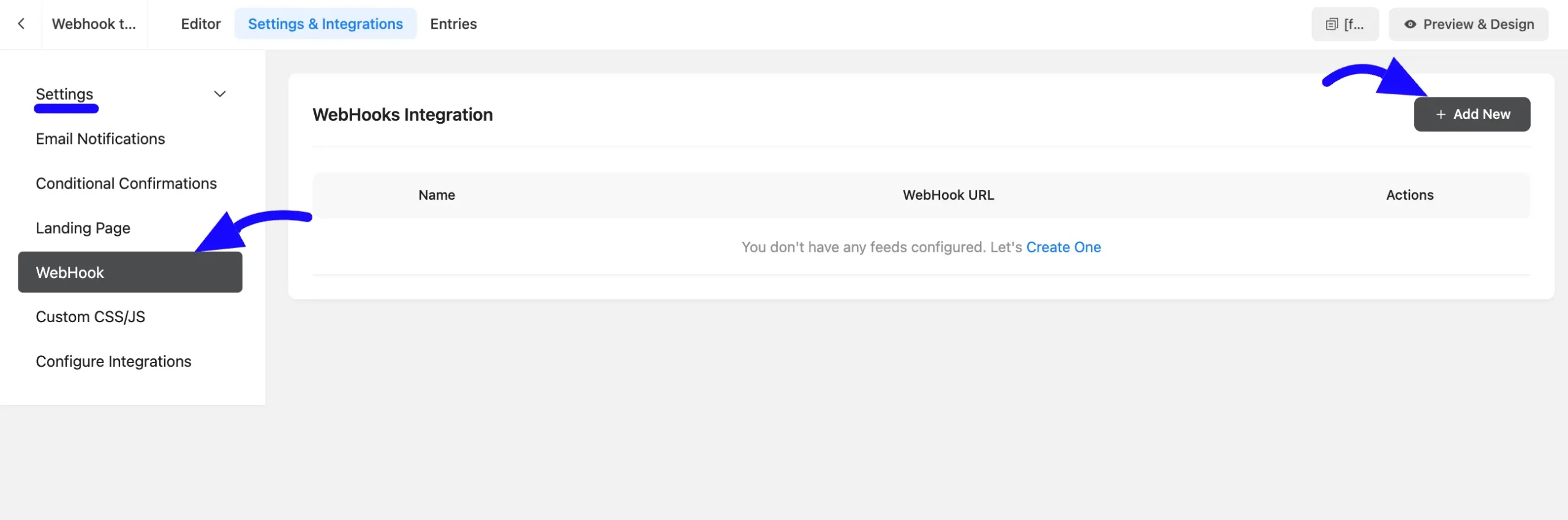 Add Webhook Connecting Fluent Forms from