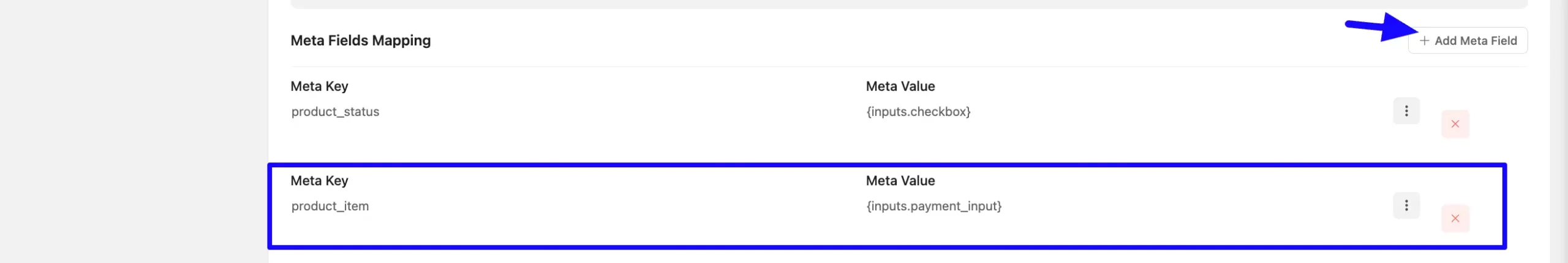Add Meta Field Mapping Meta Fields with