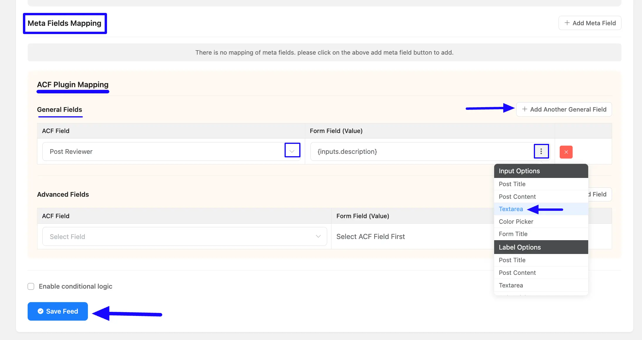 ACF Plugin Mapping Option