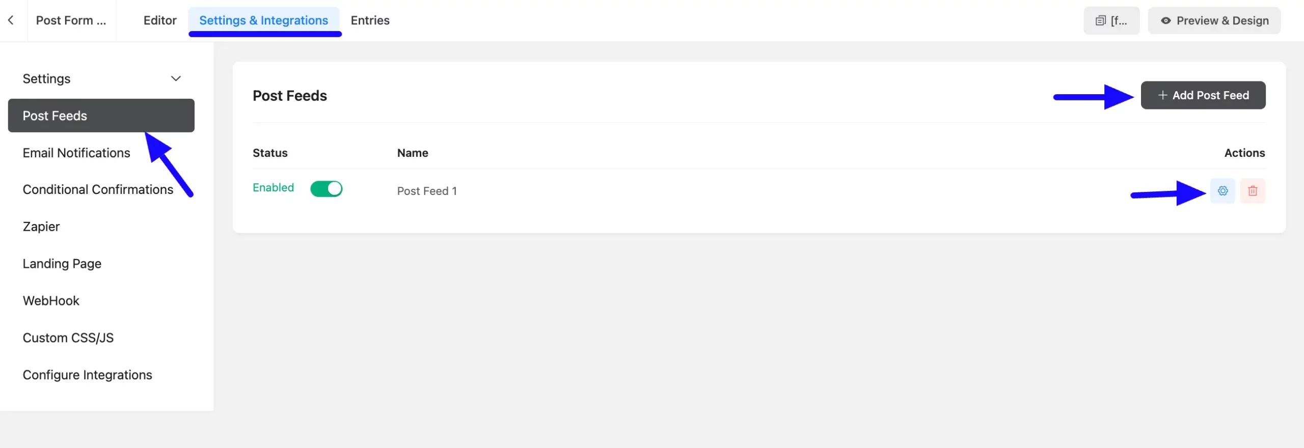 Settings Integrations Post Feed Options Use ACF to Add
