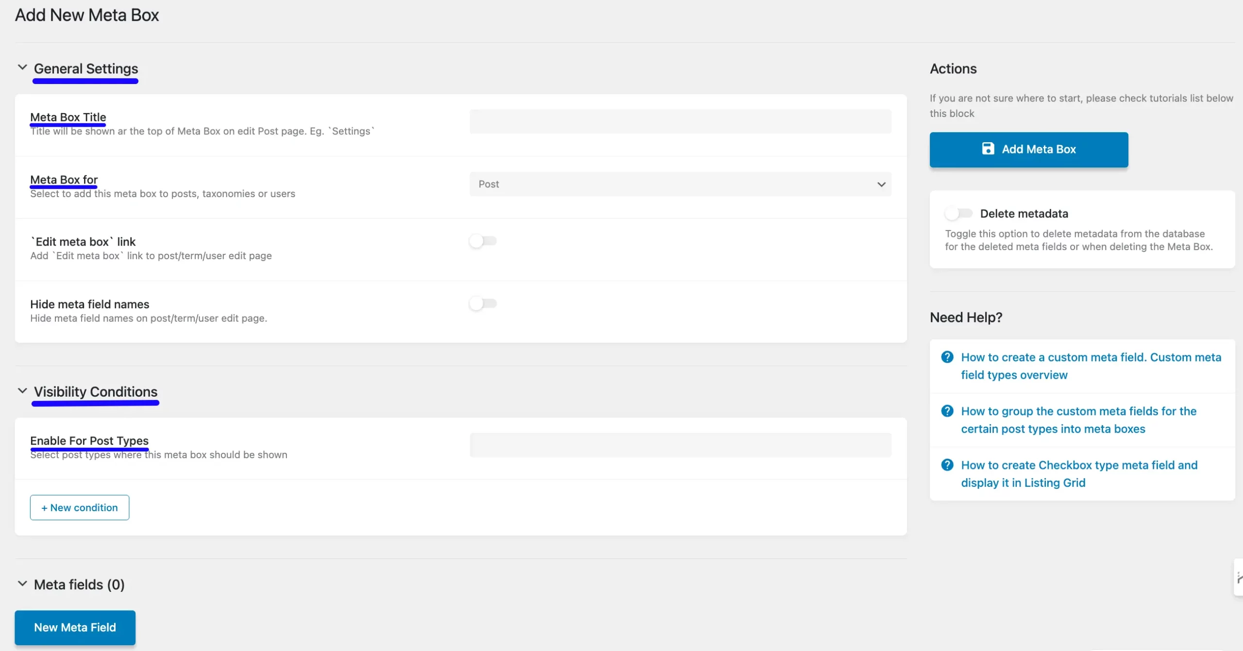 Meta Box Settings