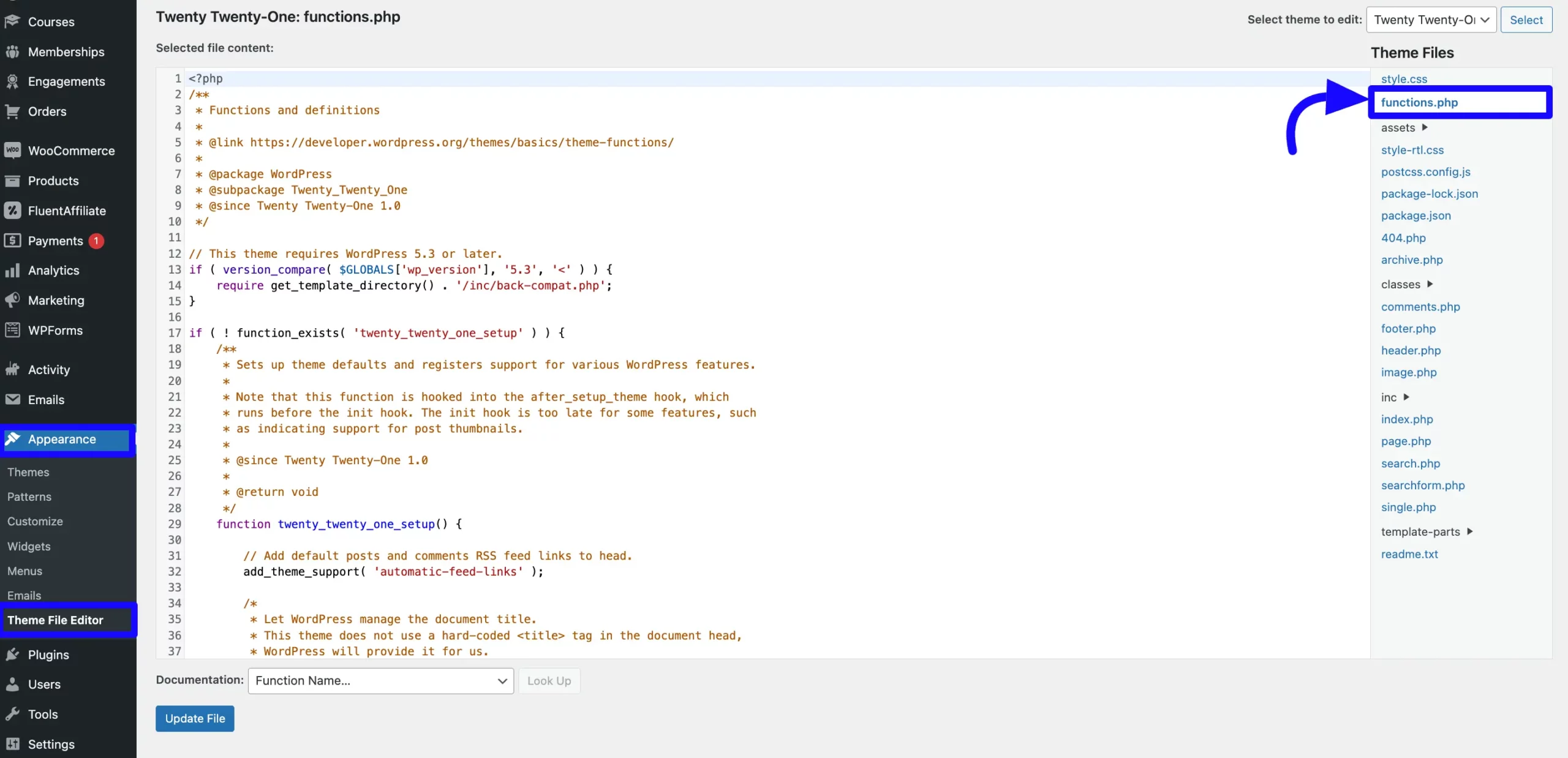 functions.php File