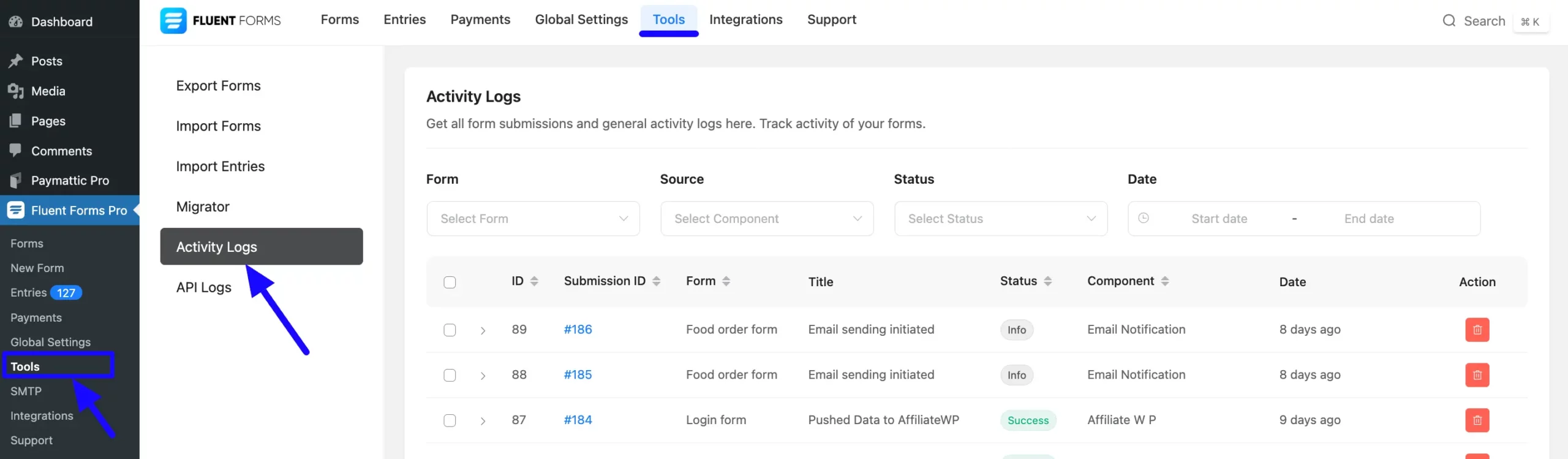 Tools Activity Logs