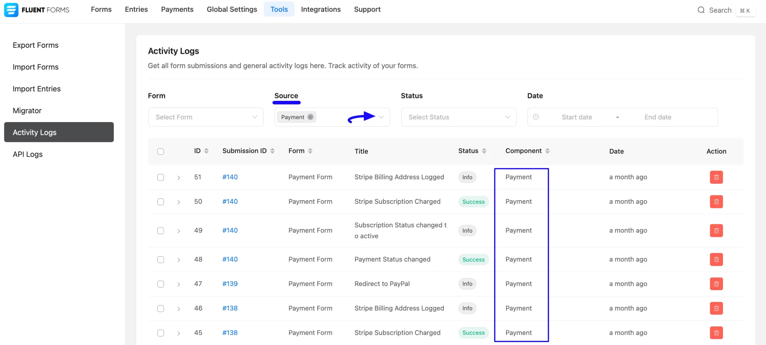 Source Filter Option