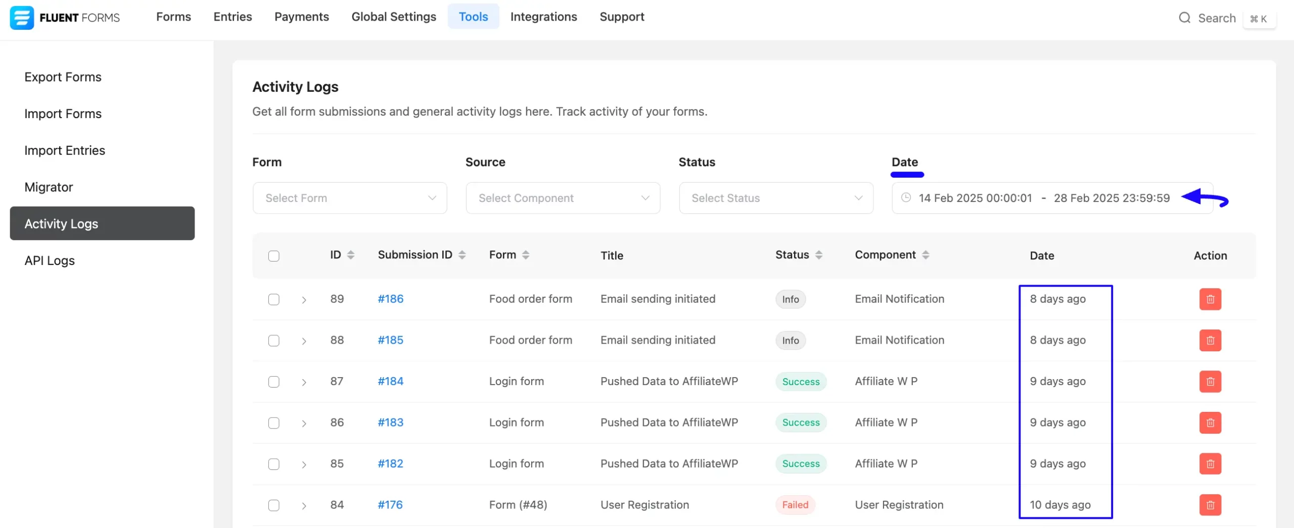 Date Filter Option