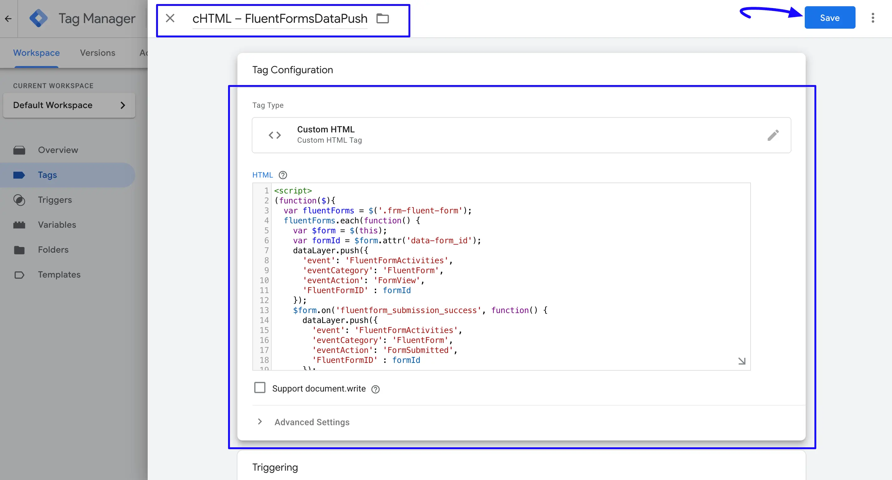 Add Chtml Tag Wpmn Fluent Forms Event Tracking
