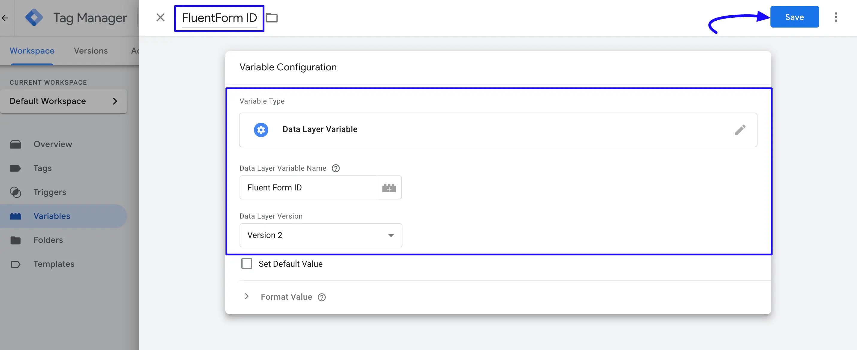 Add GTM Datalayer Variable Wpmn Fluent Forms Event Tracking