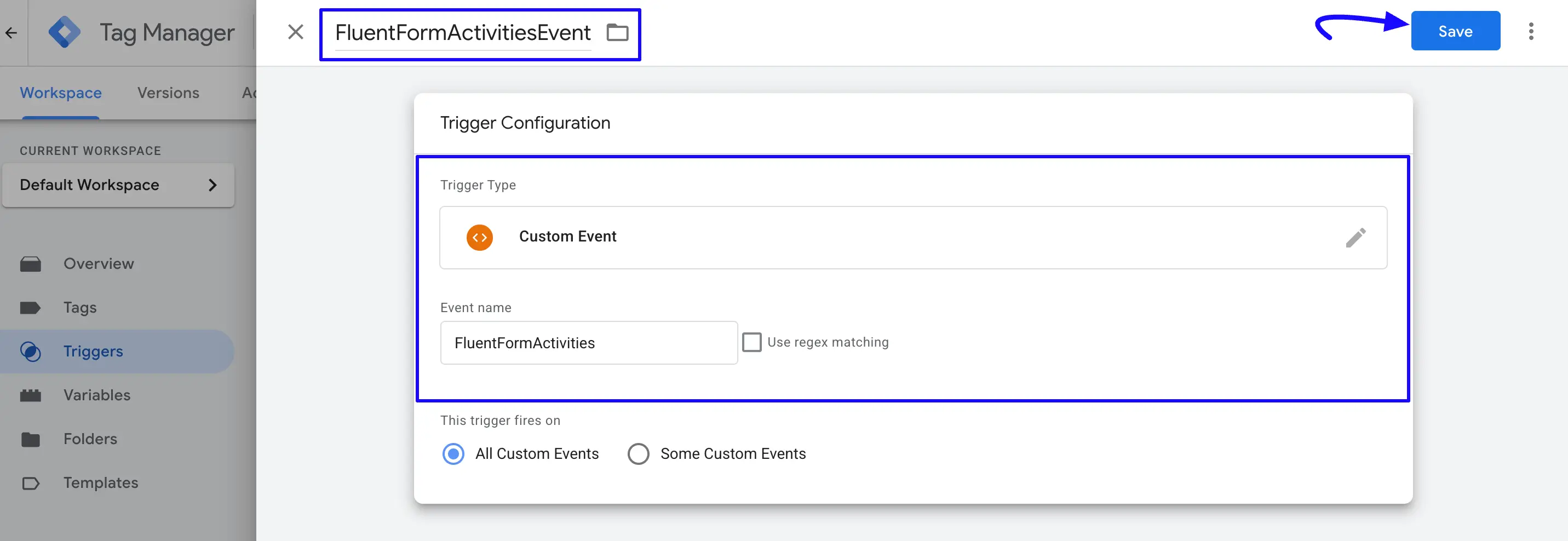 Add GTM Event Action Trigger Wpmn Fluent Forms Event Tracking