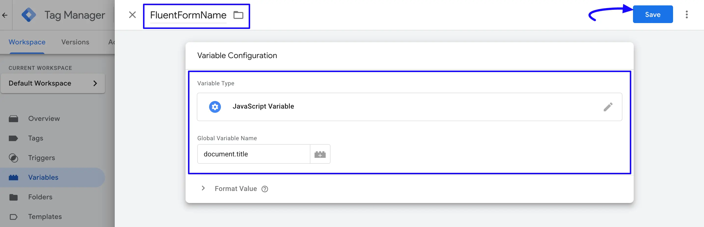 Add Js GTM Variable Wpmn Fluent Forms Event Tracking