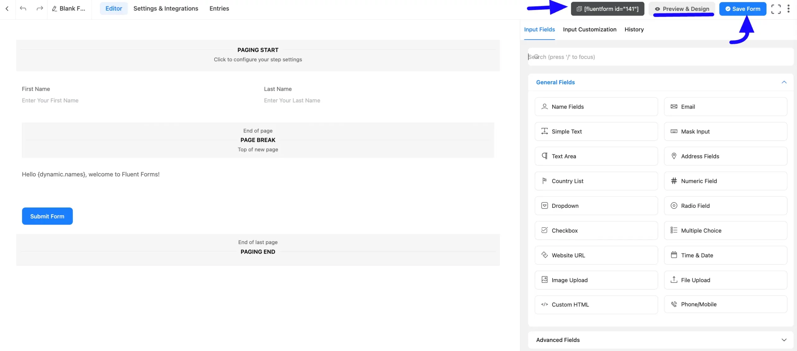 Save Dynamic Input Values In