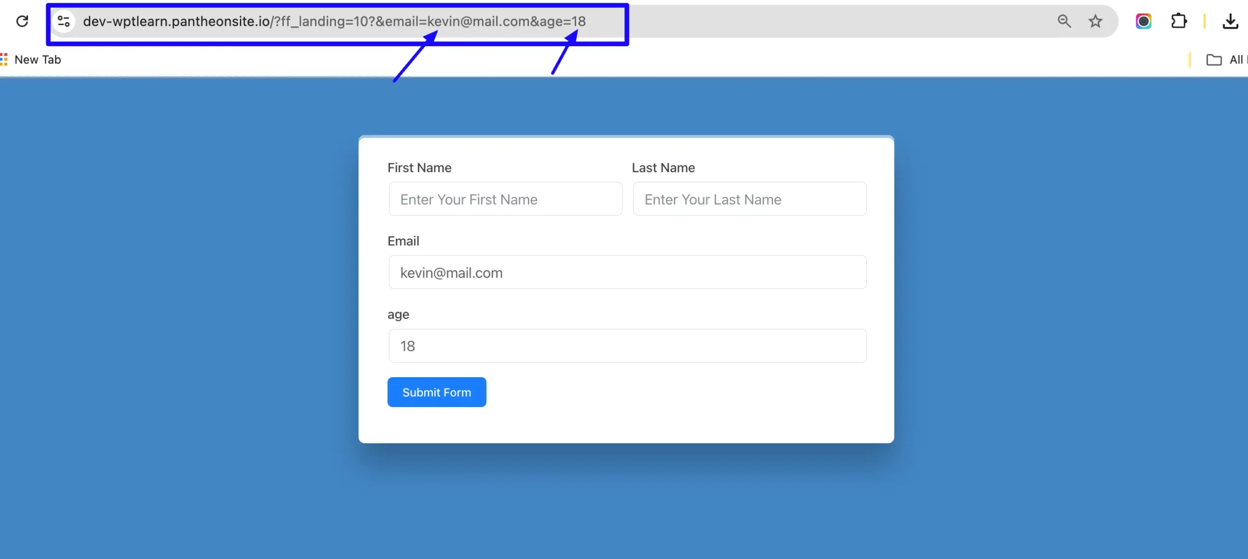 Set Default Form Value from URL Parameters step