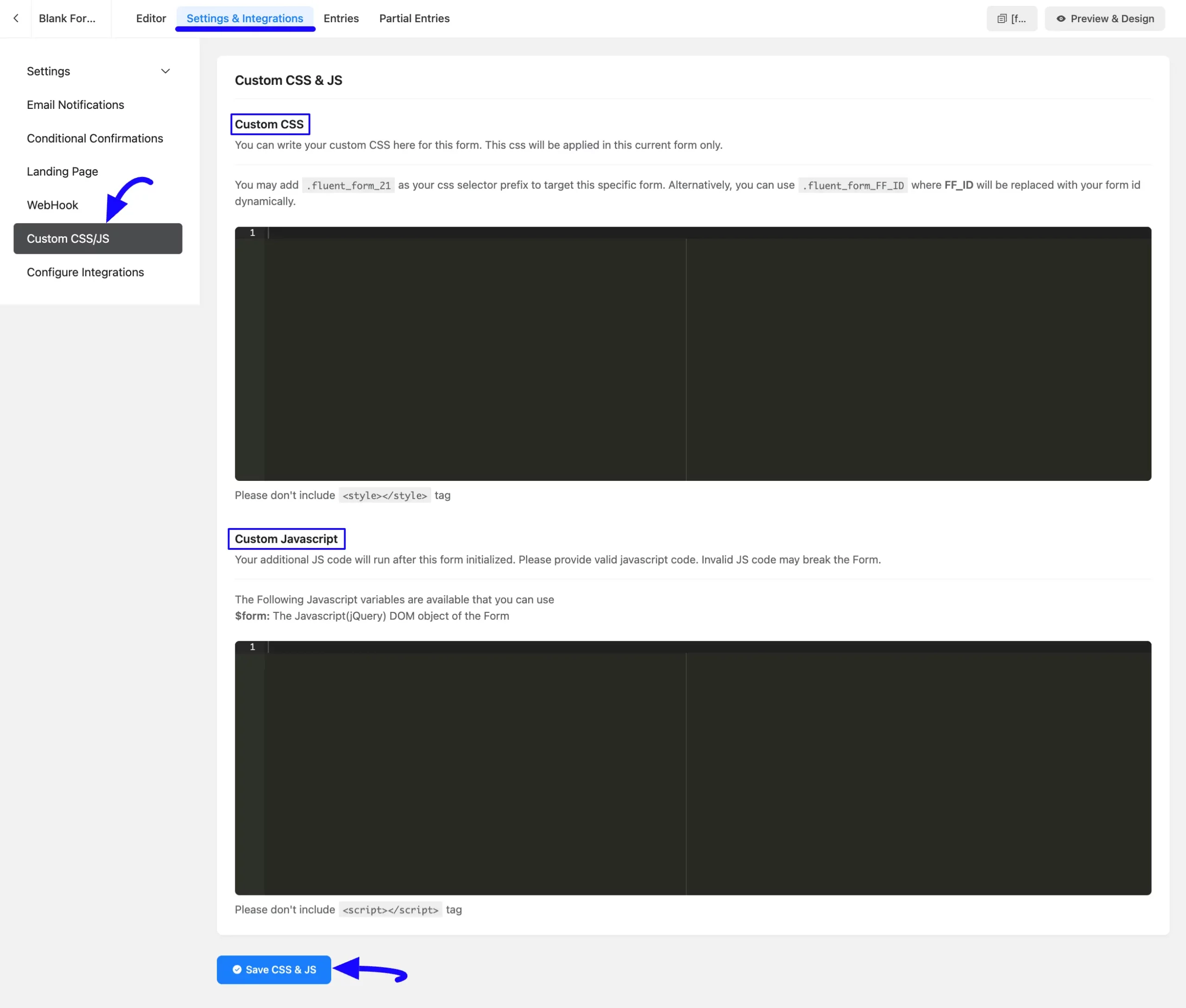 Custom CSS Js