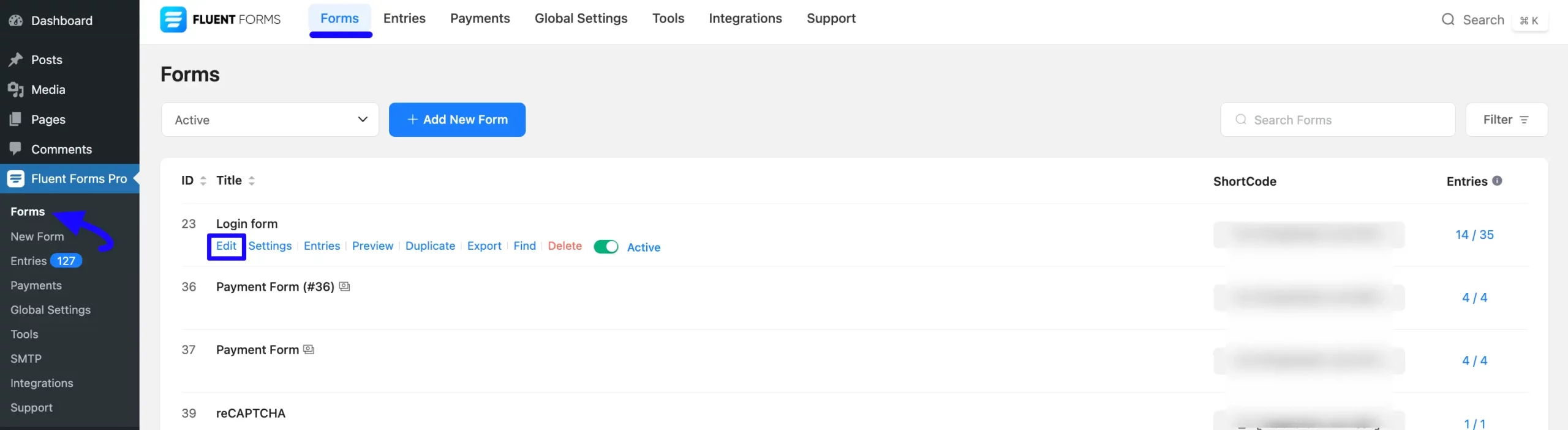 Open Set up Forms with