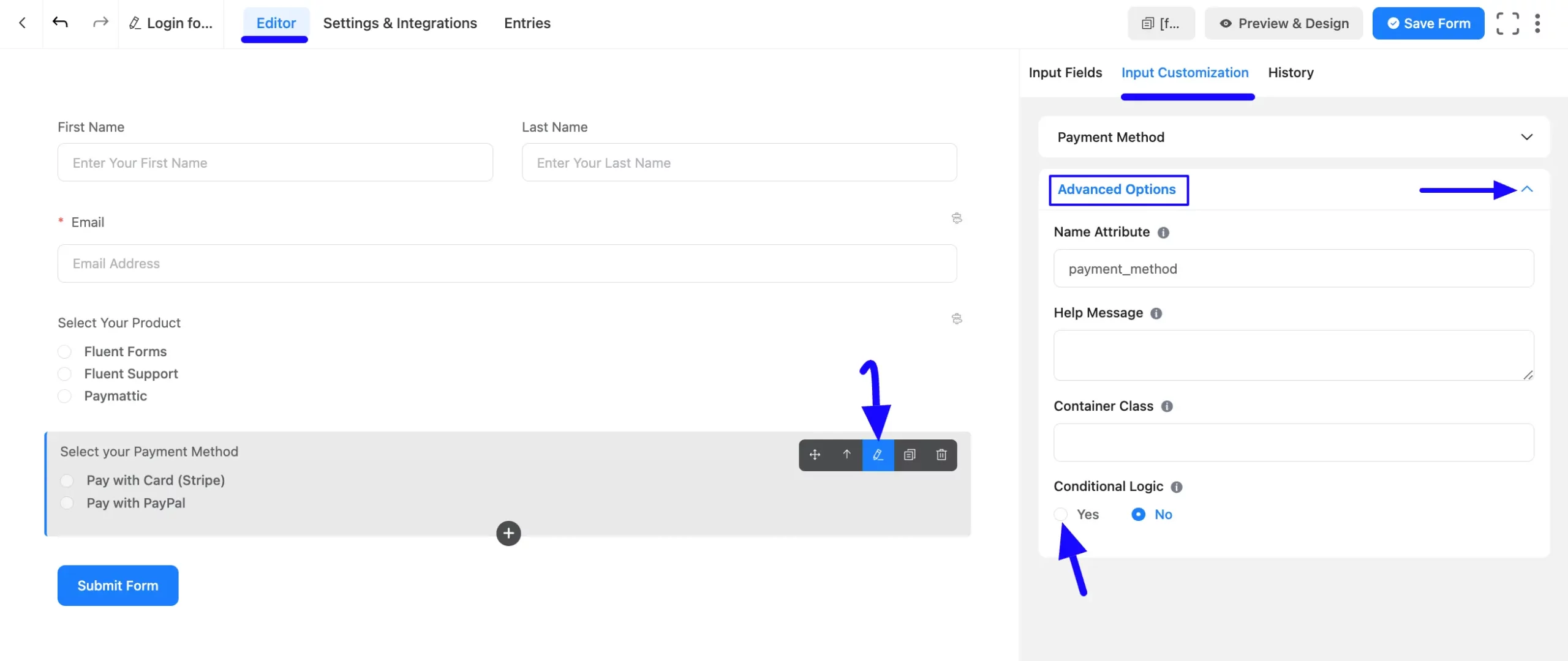 Input Customization Fluent Forms