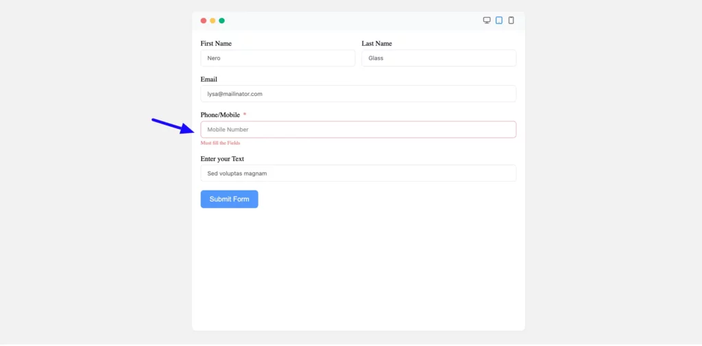 Error message preview