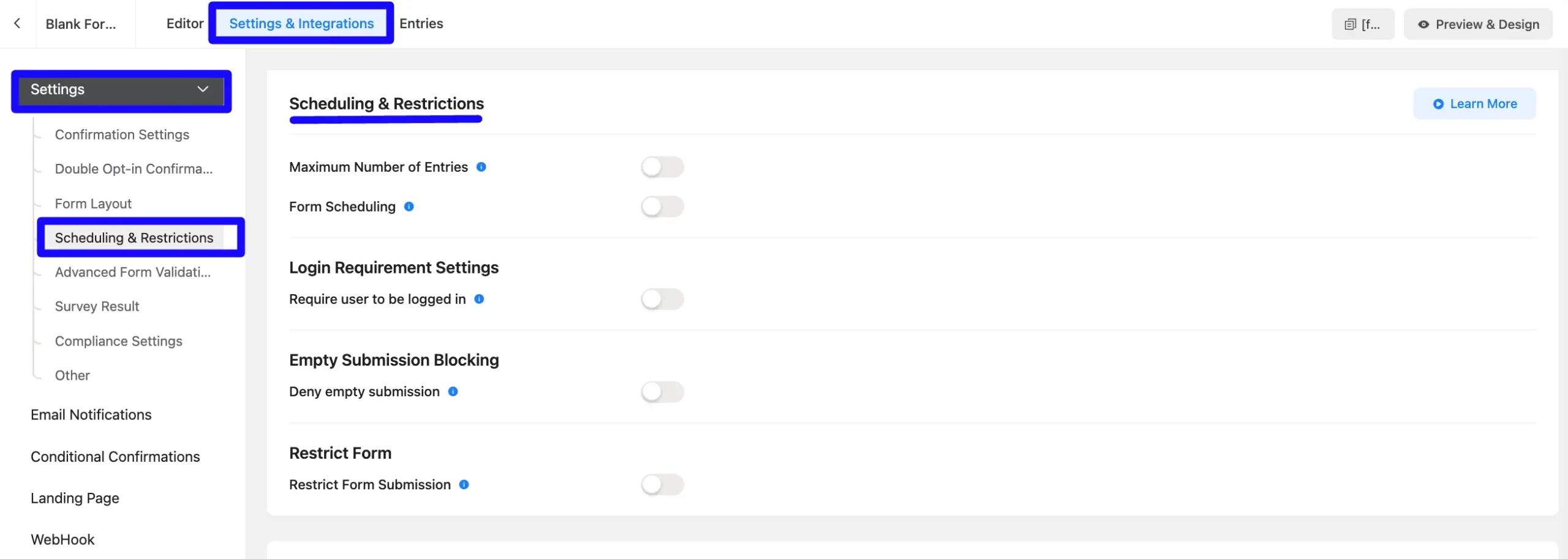 Access Settings