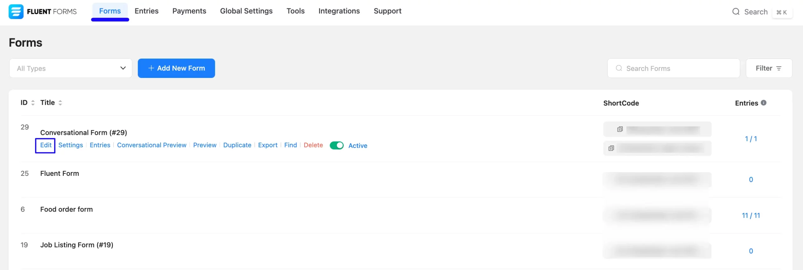 Edit conversational form