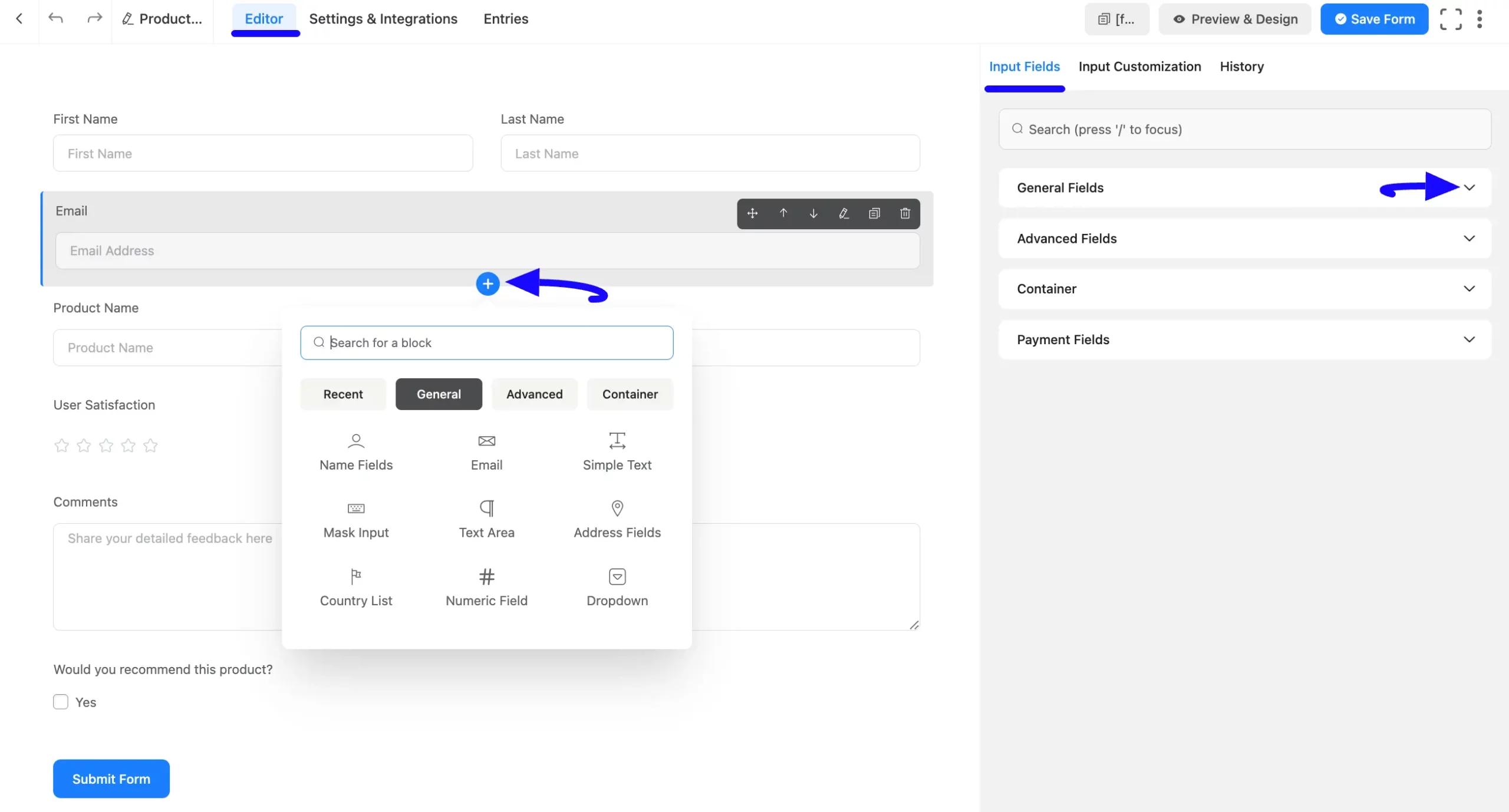 Add form fields
