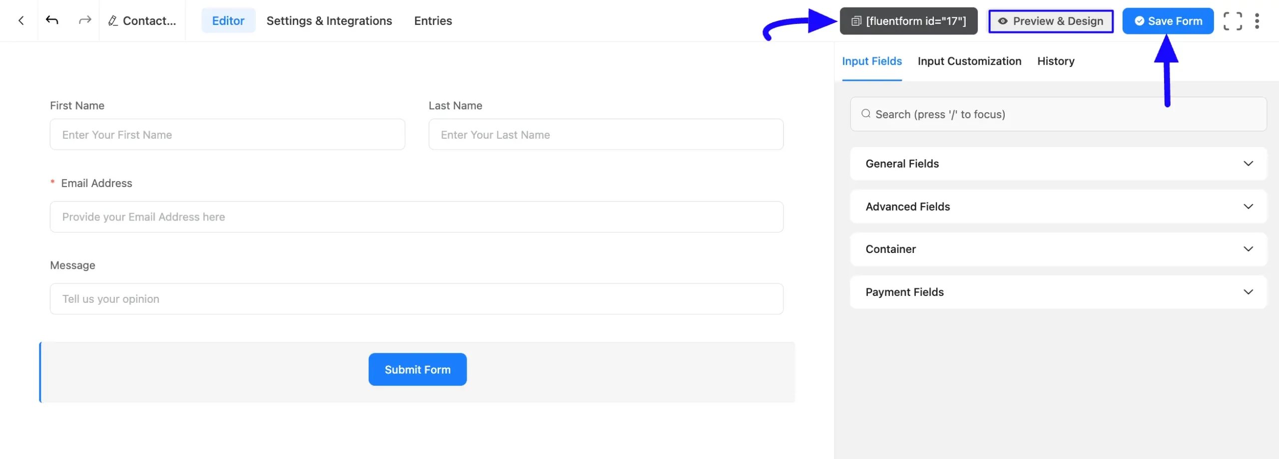 Save and shortcode