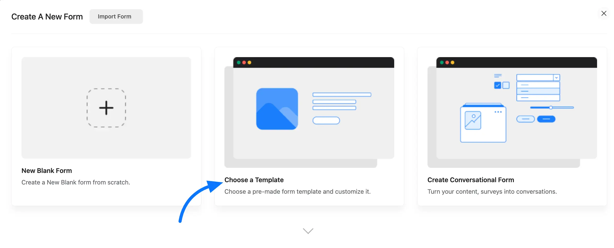 Choose template tab