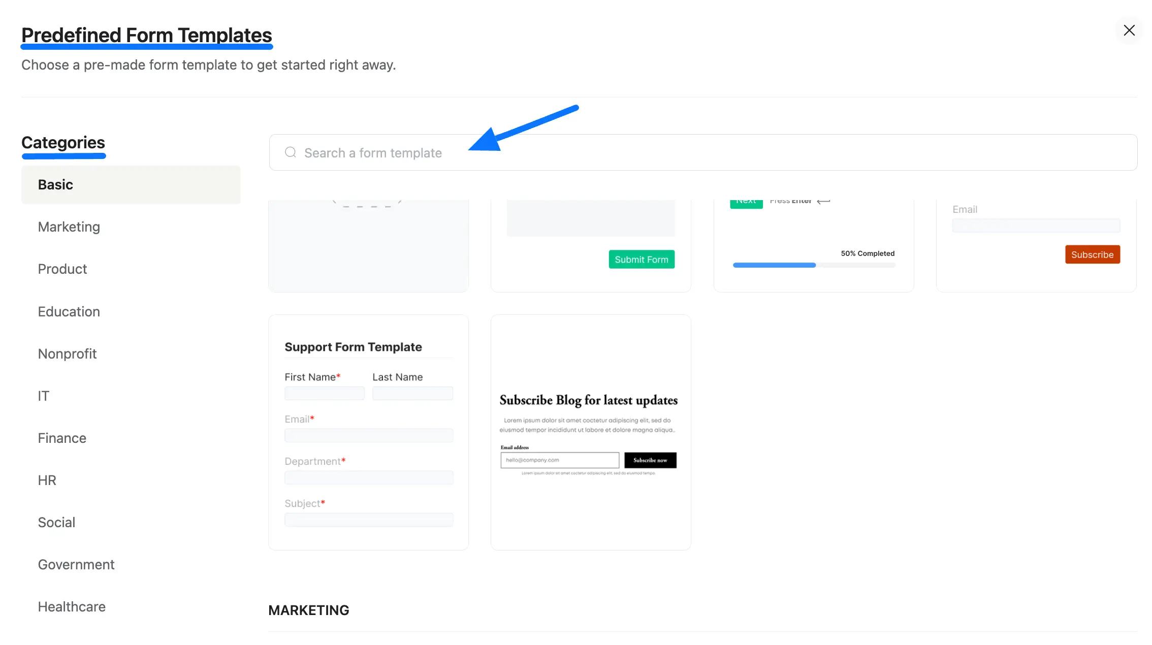 Form templates