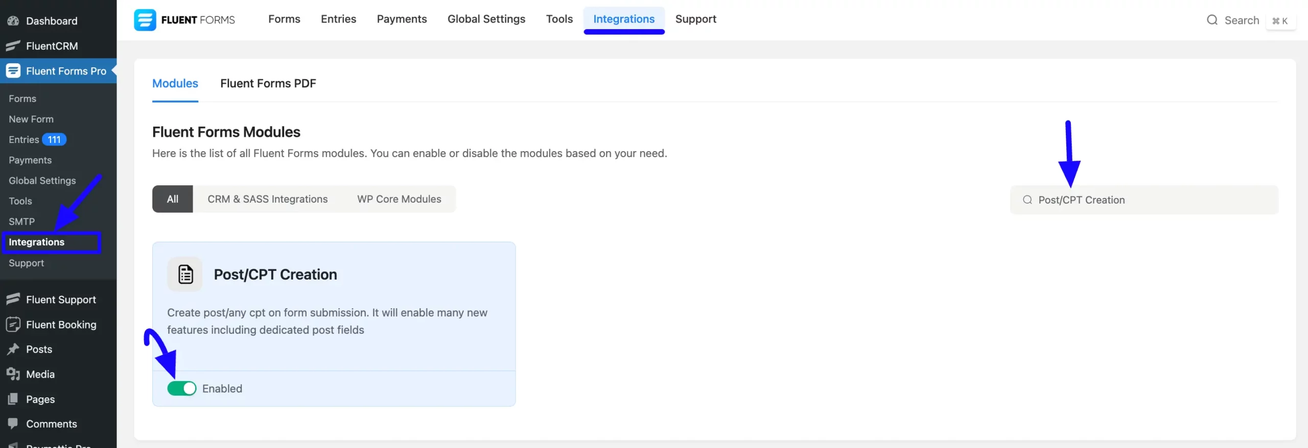 Enable post module