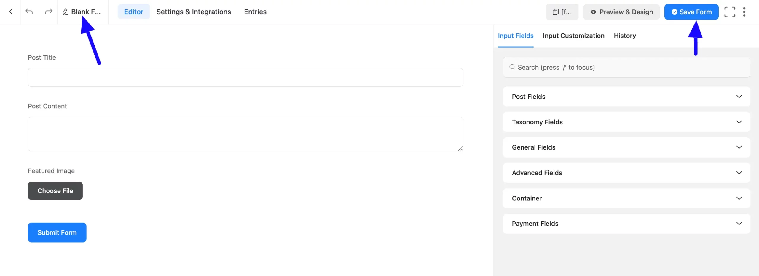 Rename post form