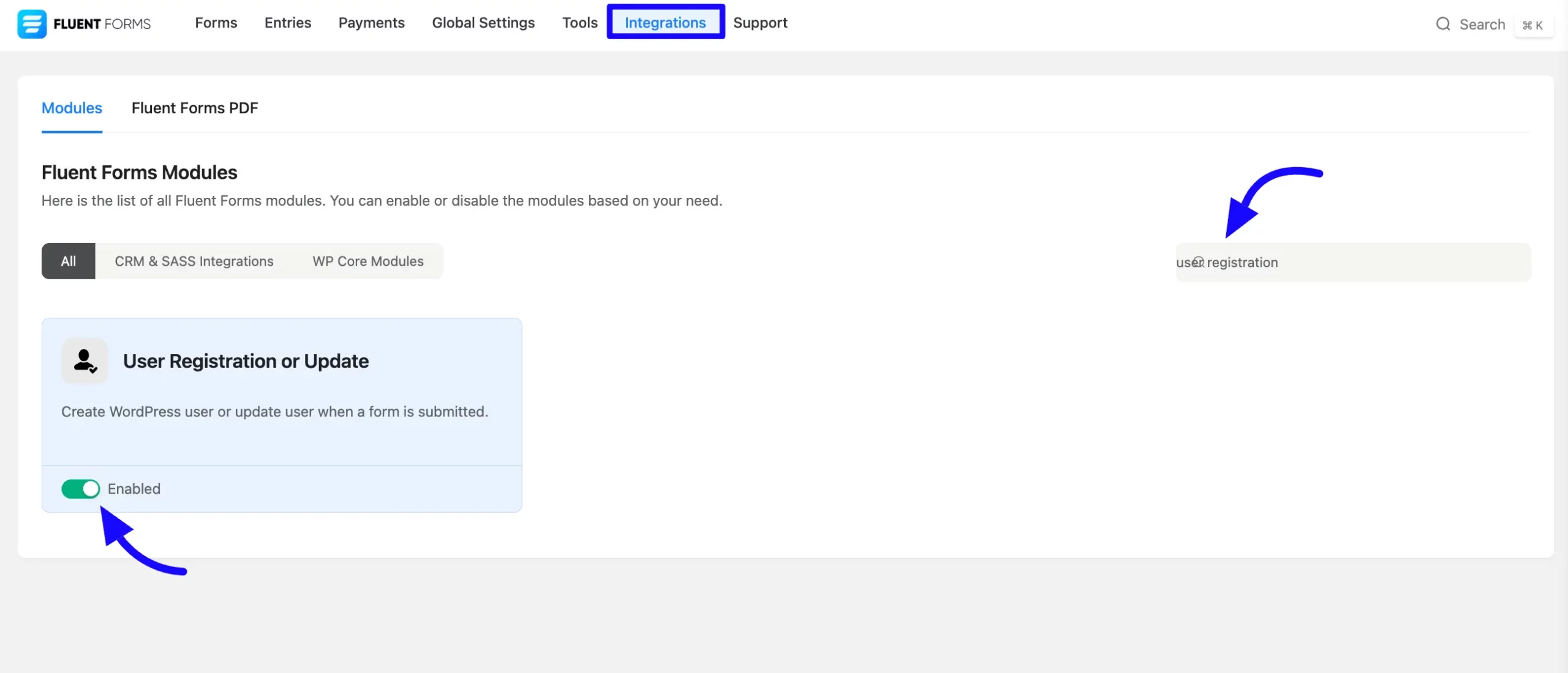 Enable registration