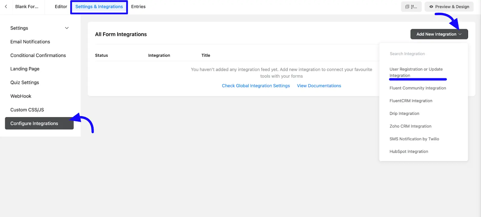 User update fields