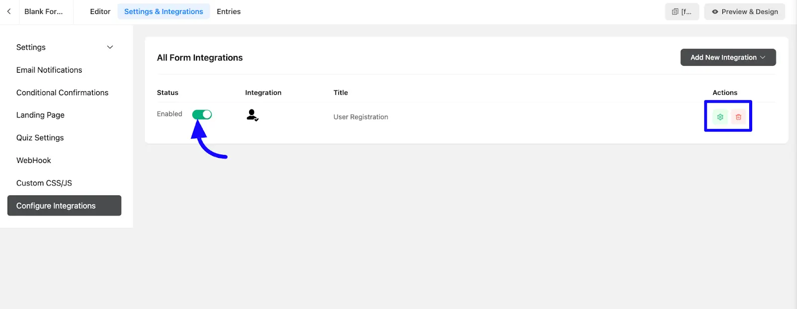 User update settings