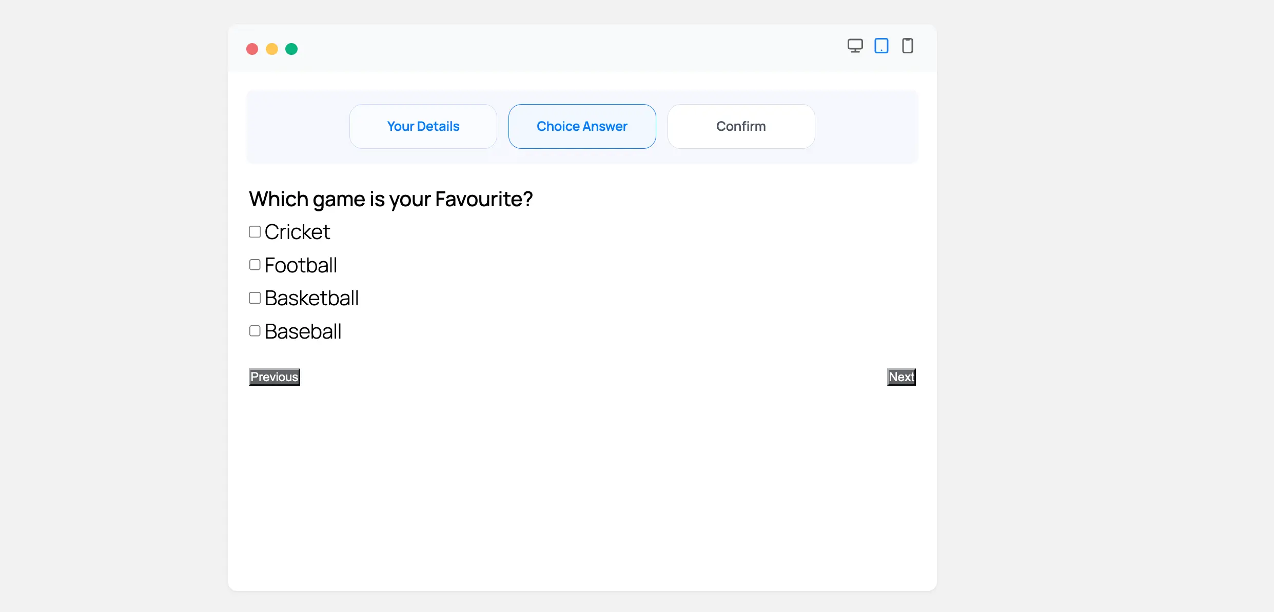 Multi-step form preview
