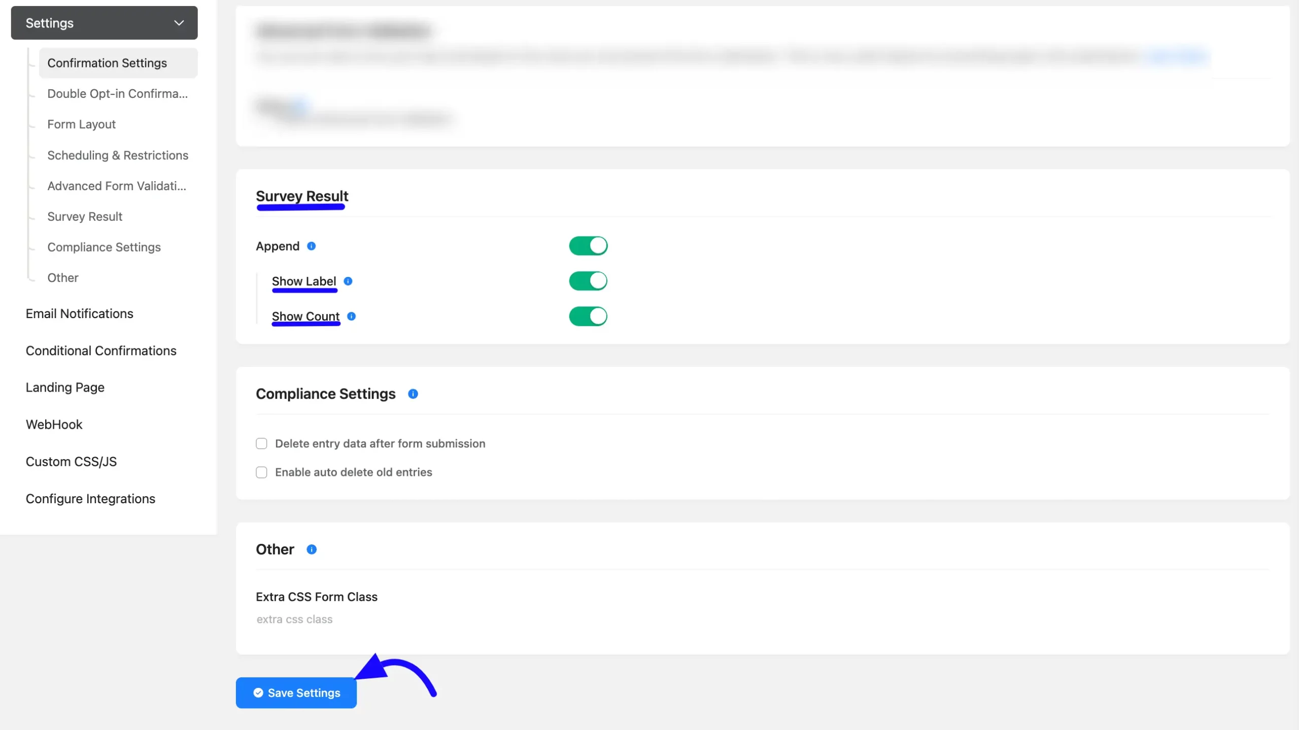 Survey form fields