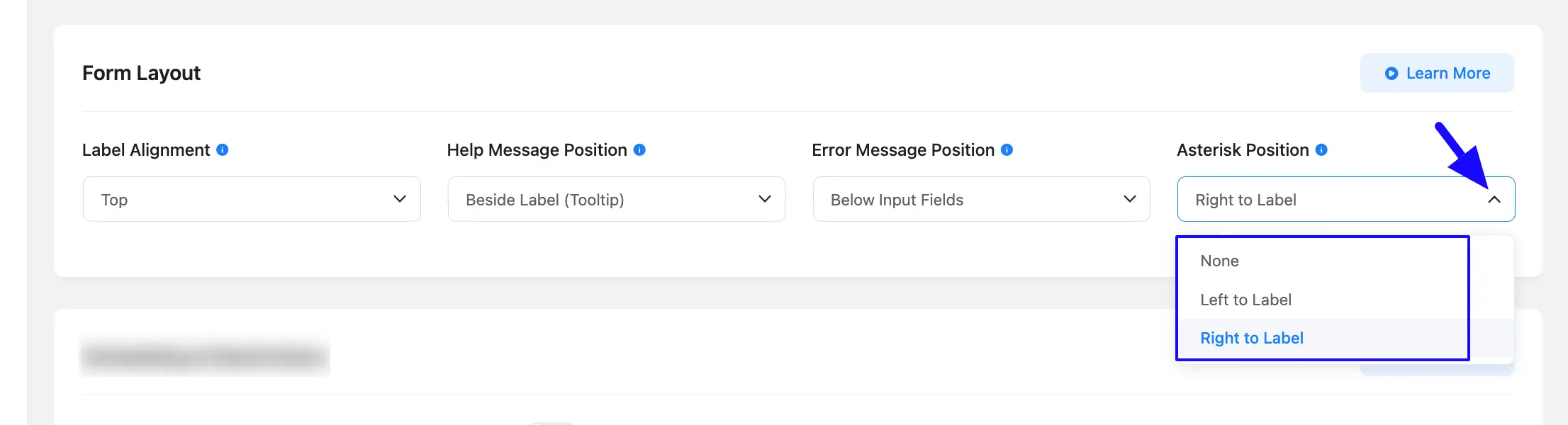 Asterisk Position Option