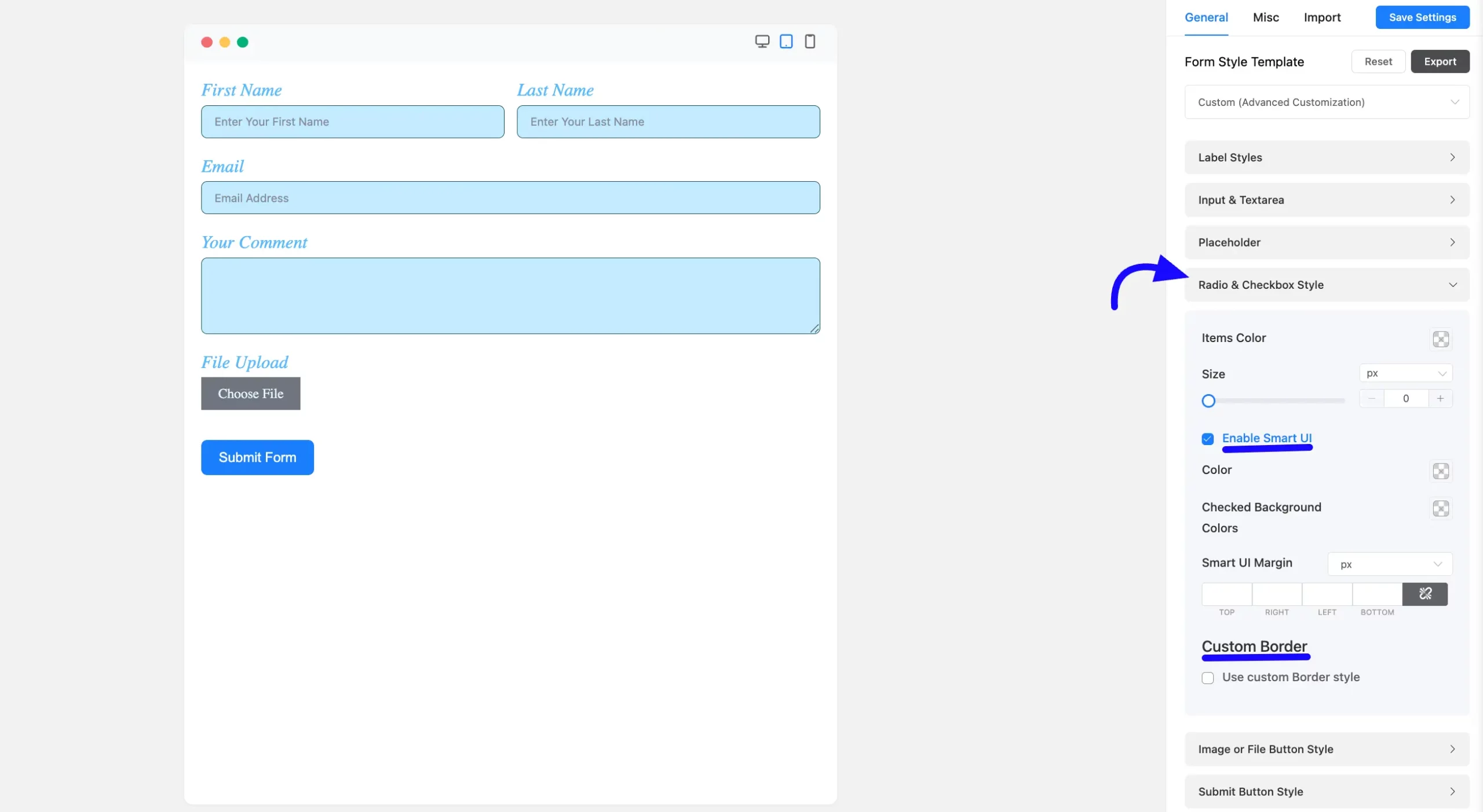 Genral Tab Customize Style