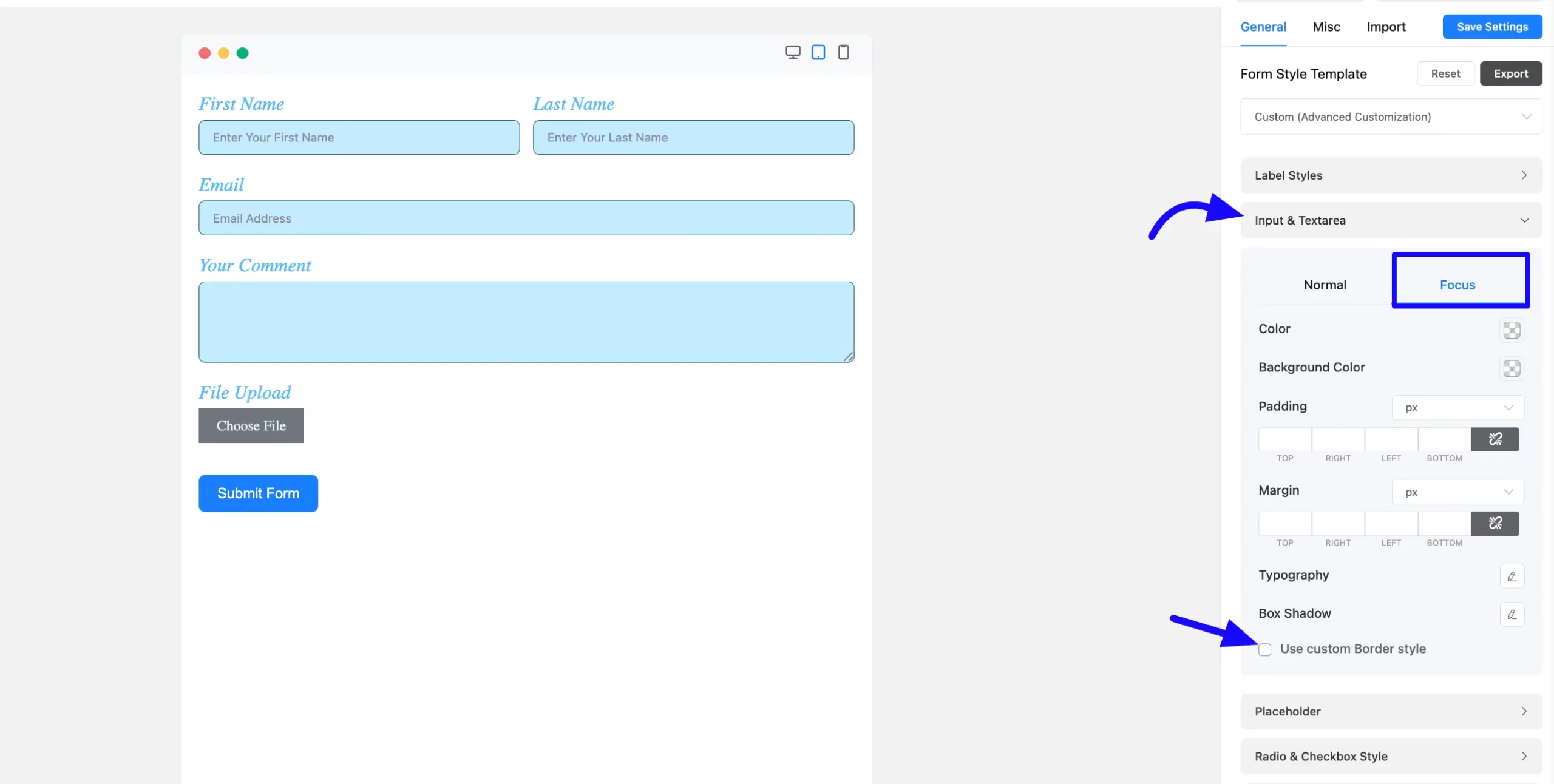 Input Textarea Fluent Forms