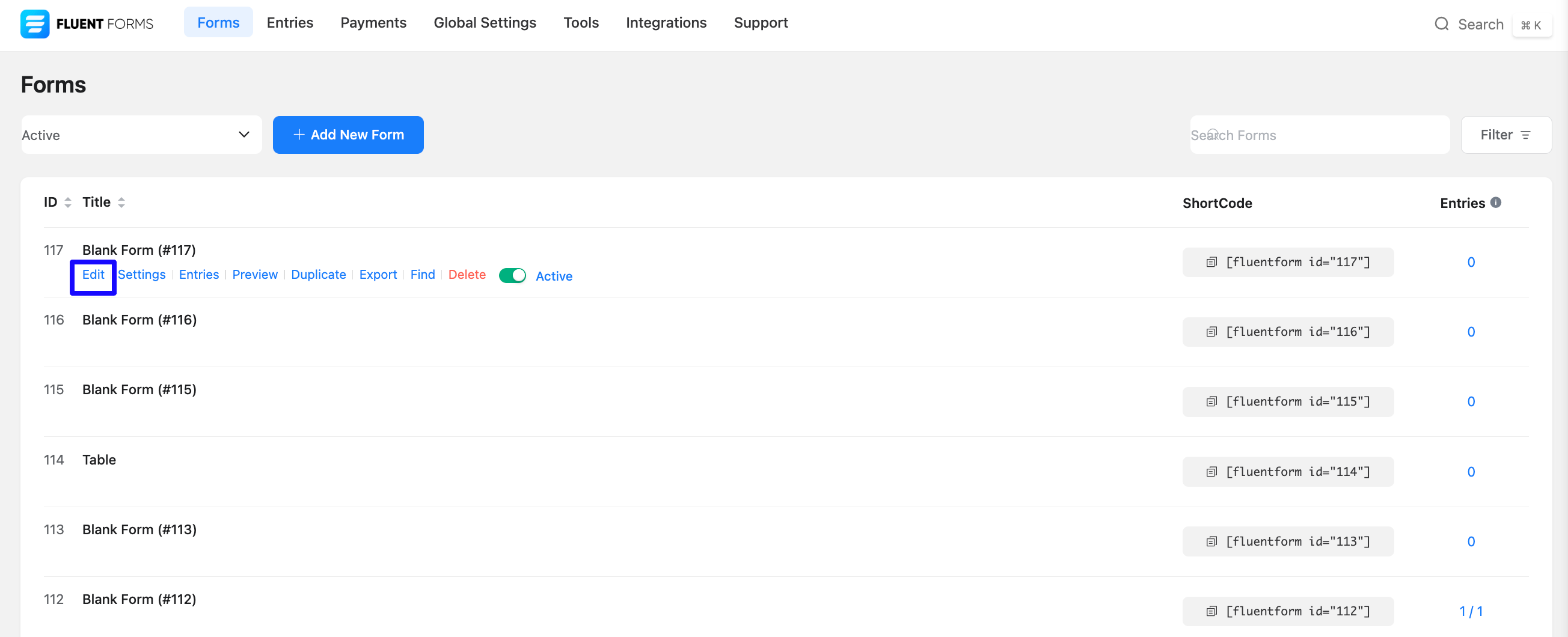 Editor Fluent Forms