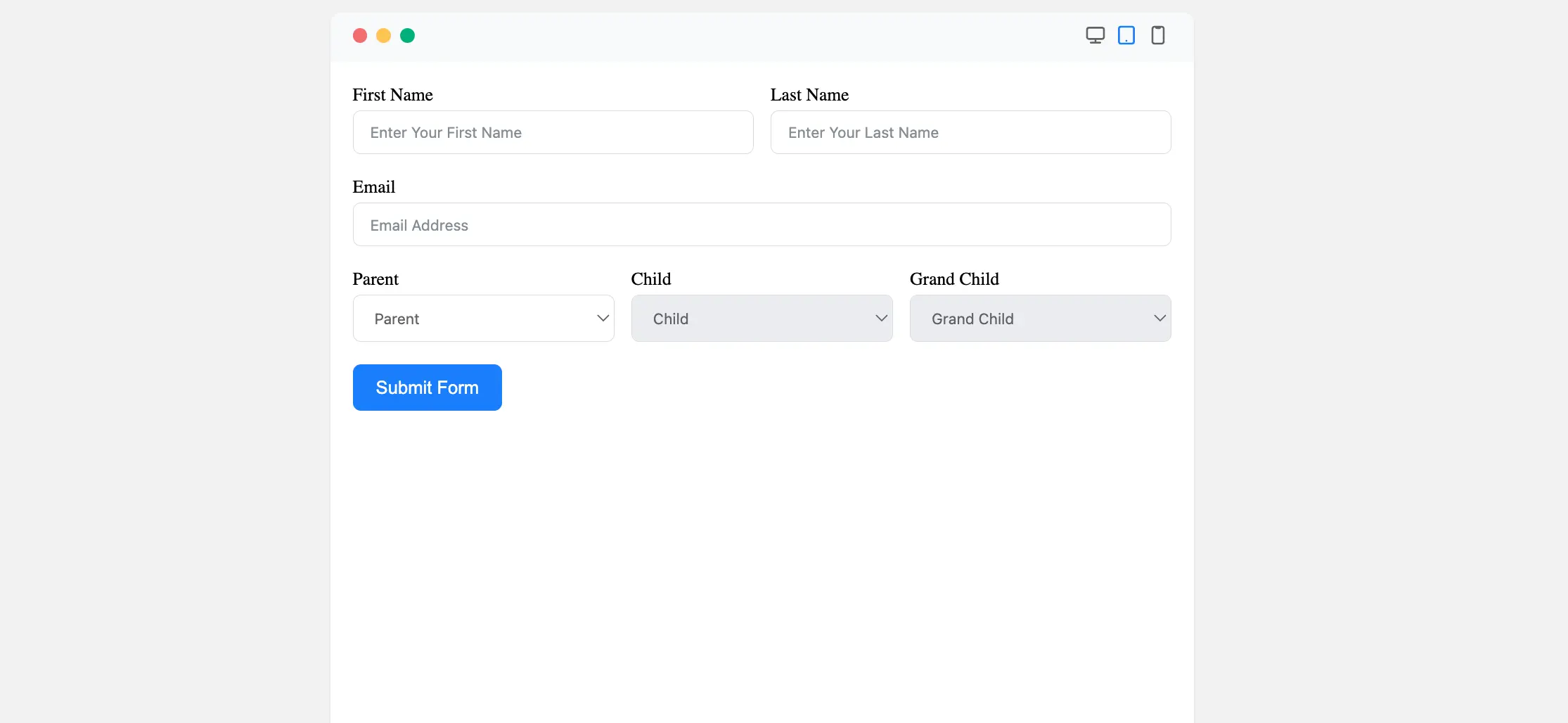 Preview Chained Select Field