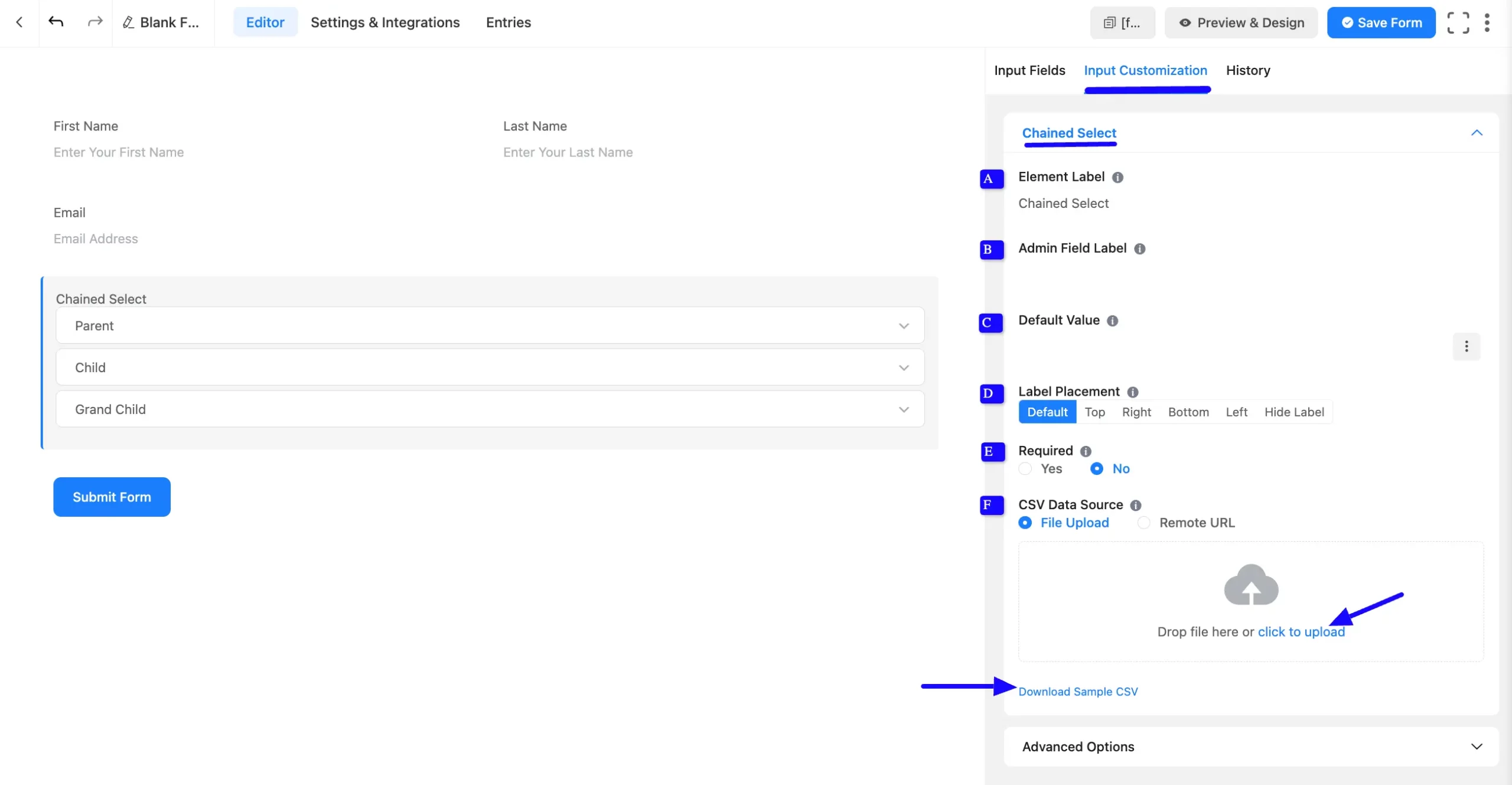 Chained CSV Options