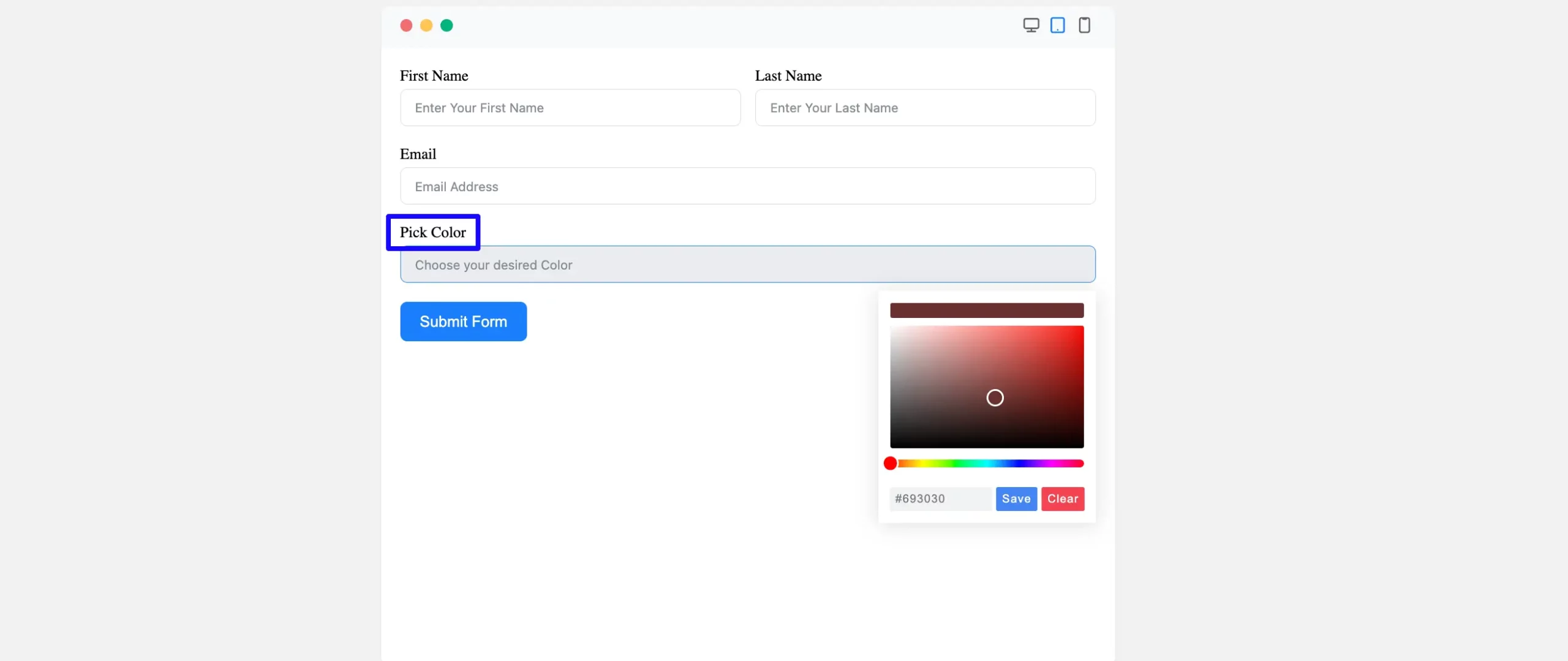 Preview Color Picker Field