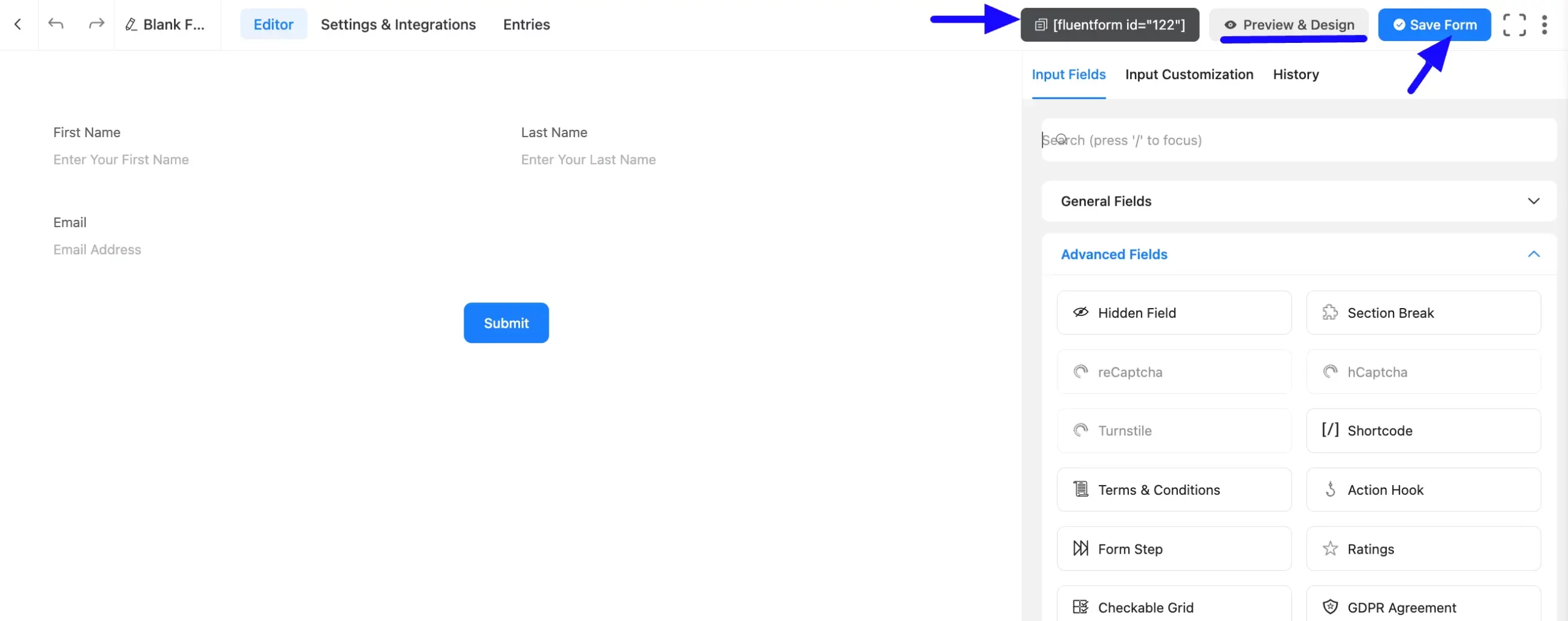 Save Custom Submit Button