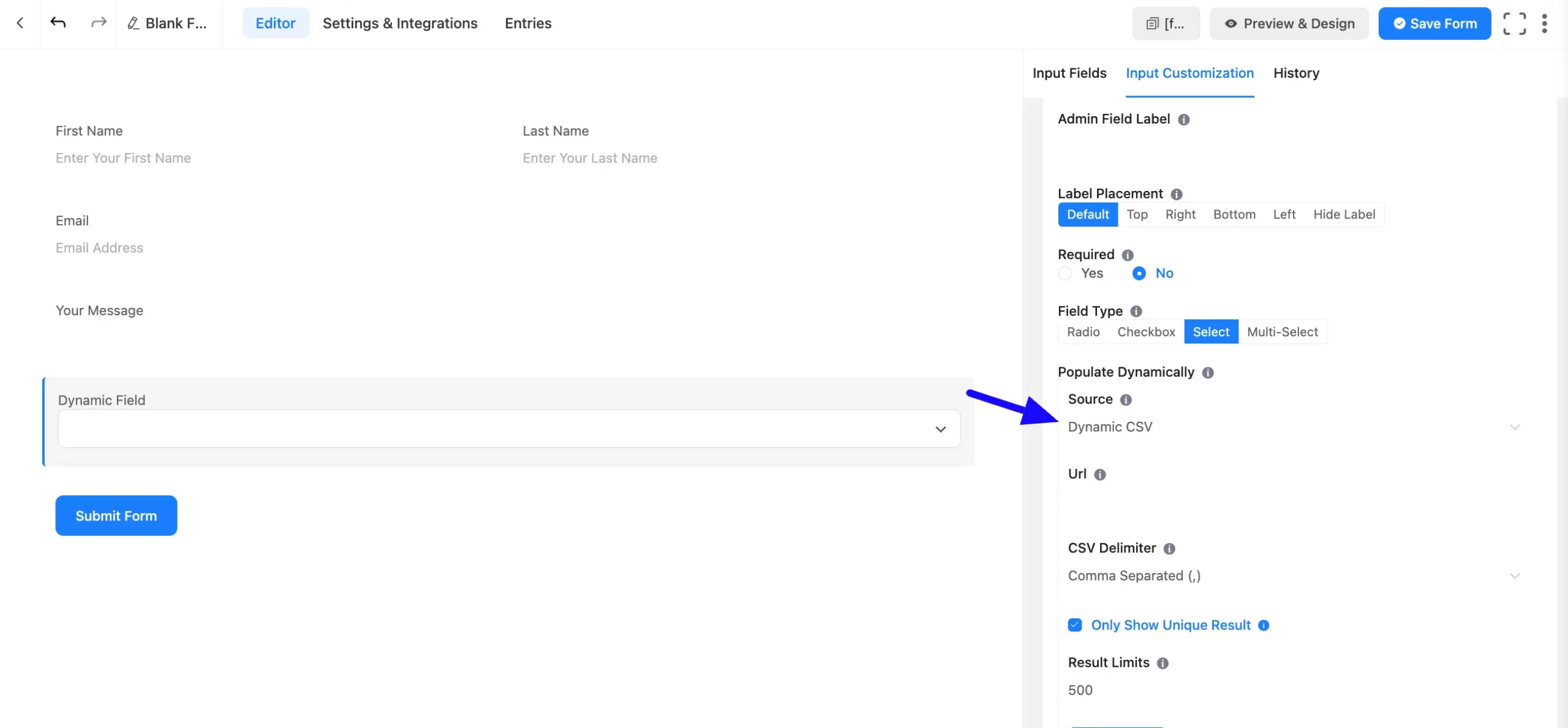 Dynamic CSV
