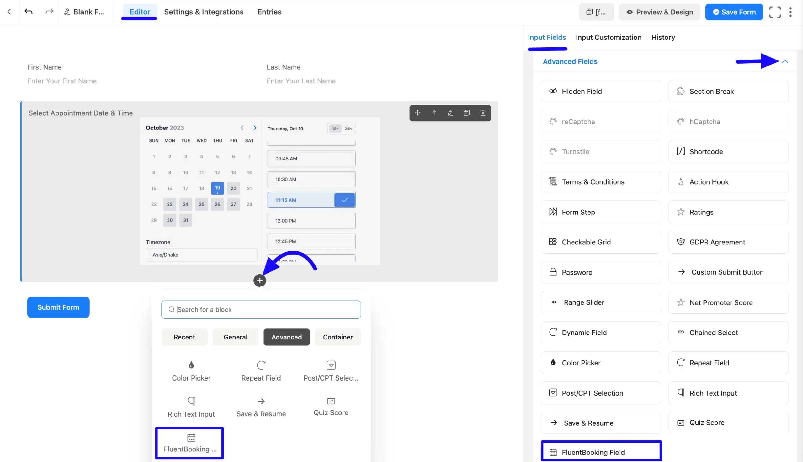 Adding Booking