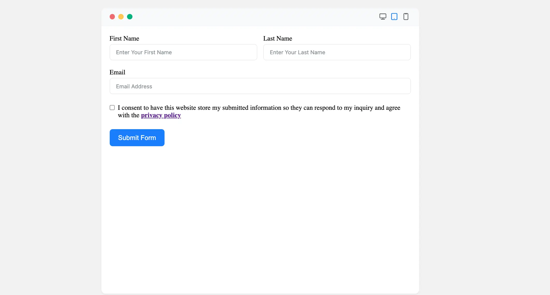 Preview GDPR Agreement Field