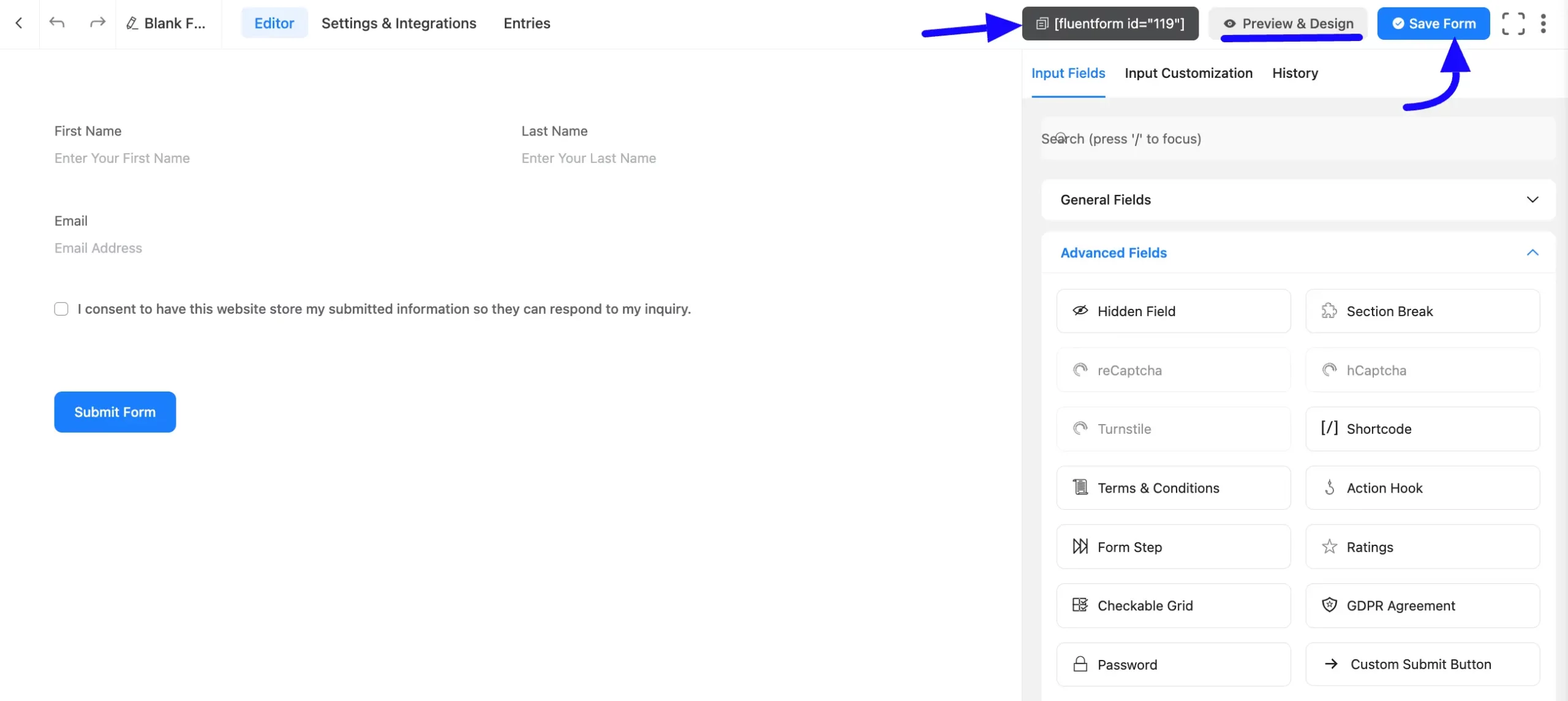 Save GDPR Agreement Field