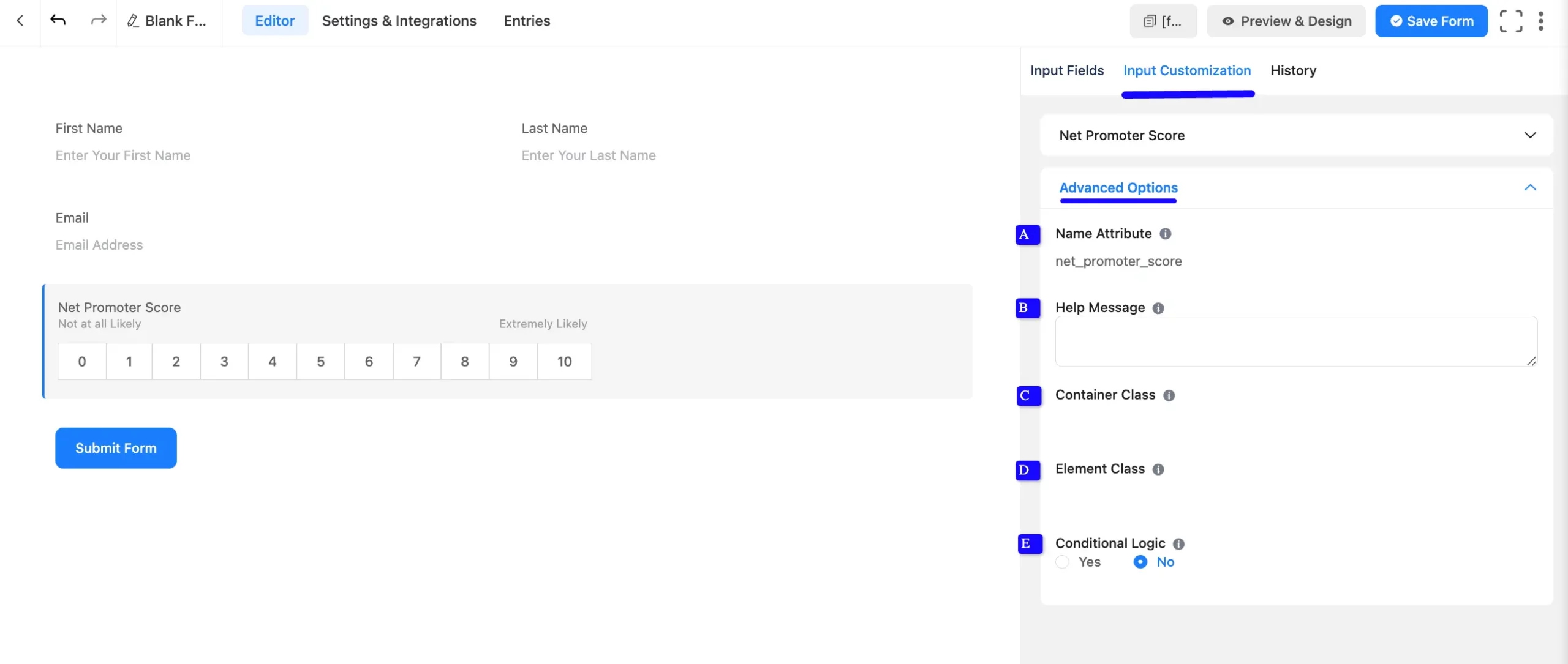 Advanced Options Fluent Forms