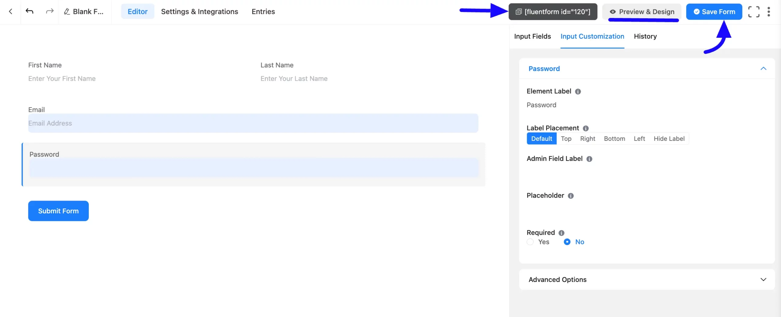 Save Password Input Field