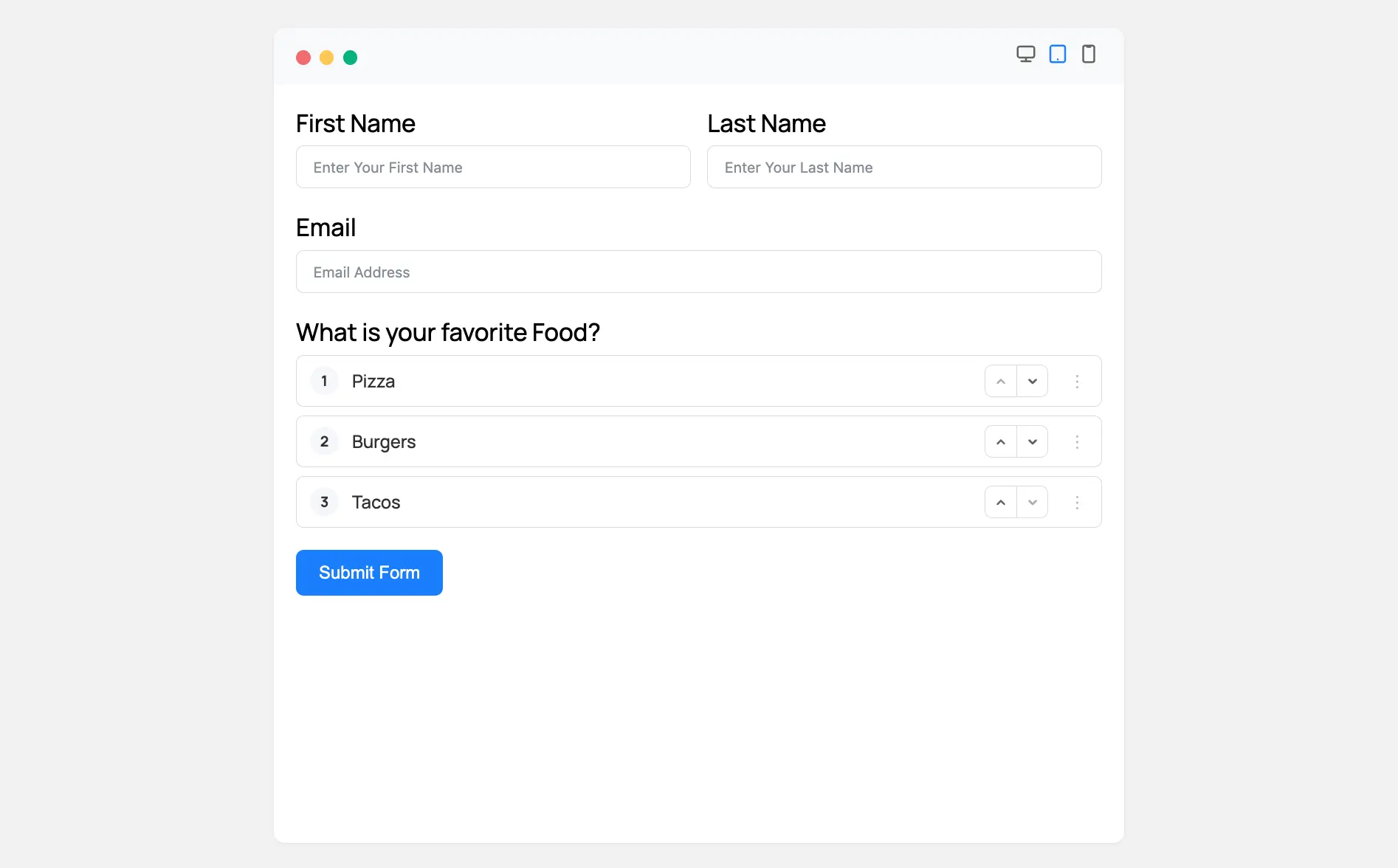 Ranking field frontend preview
