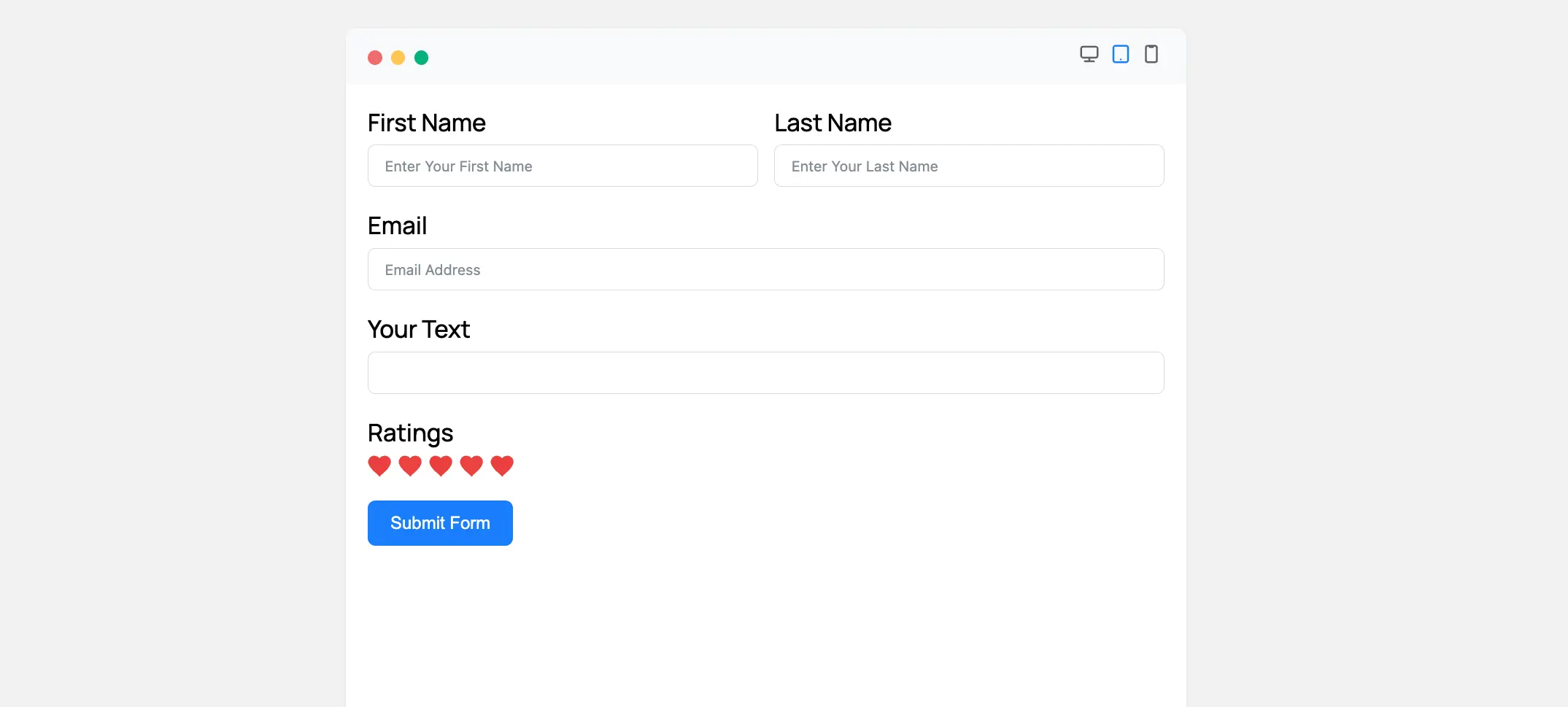 Ratings field frontend preview