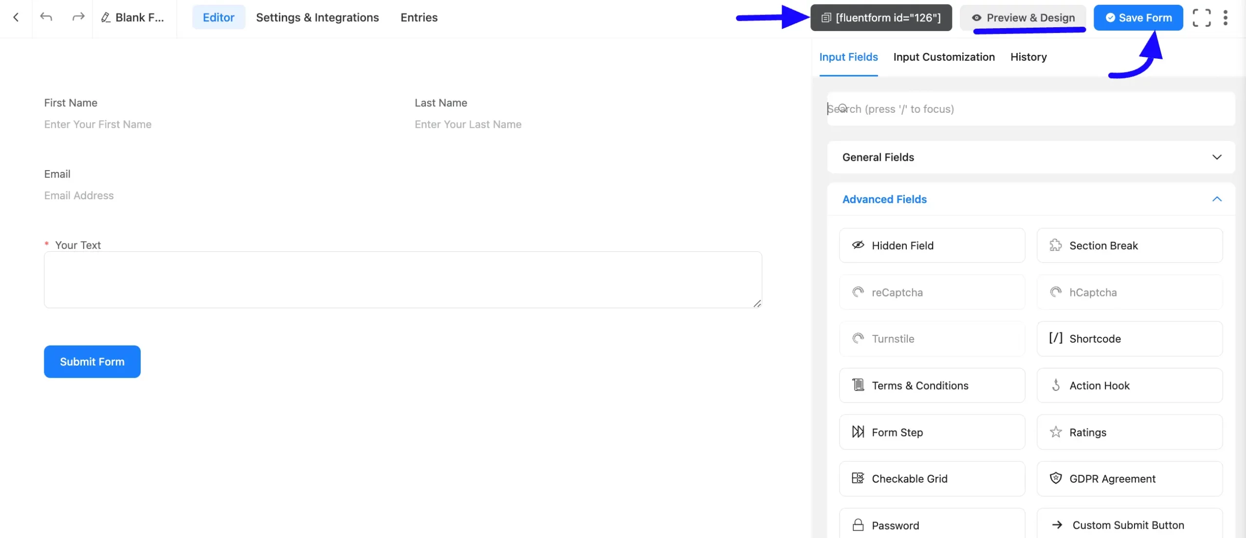 Save Rich Text Input Field